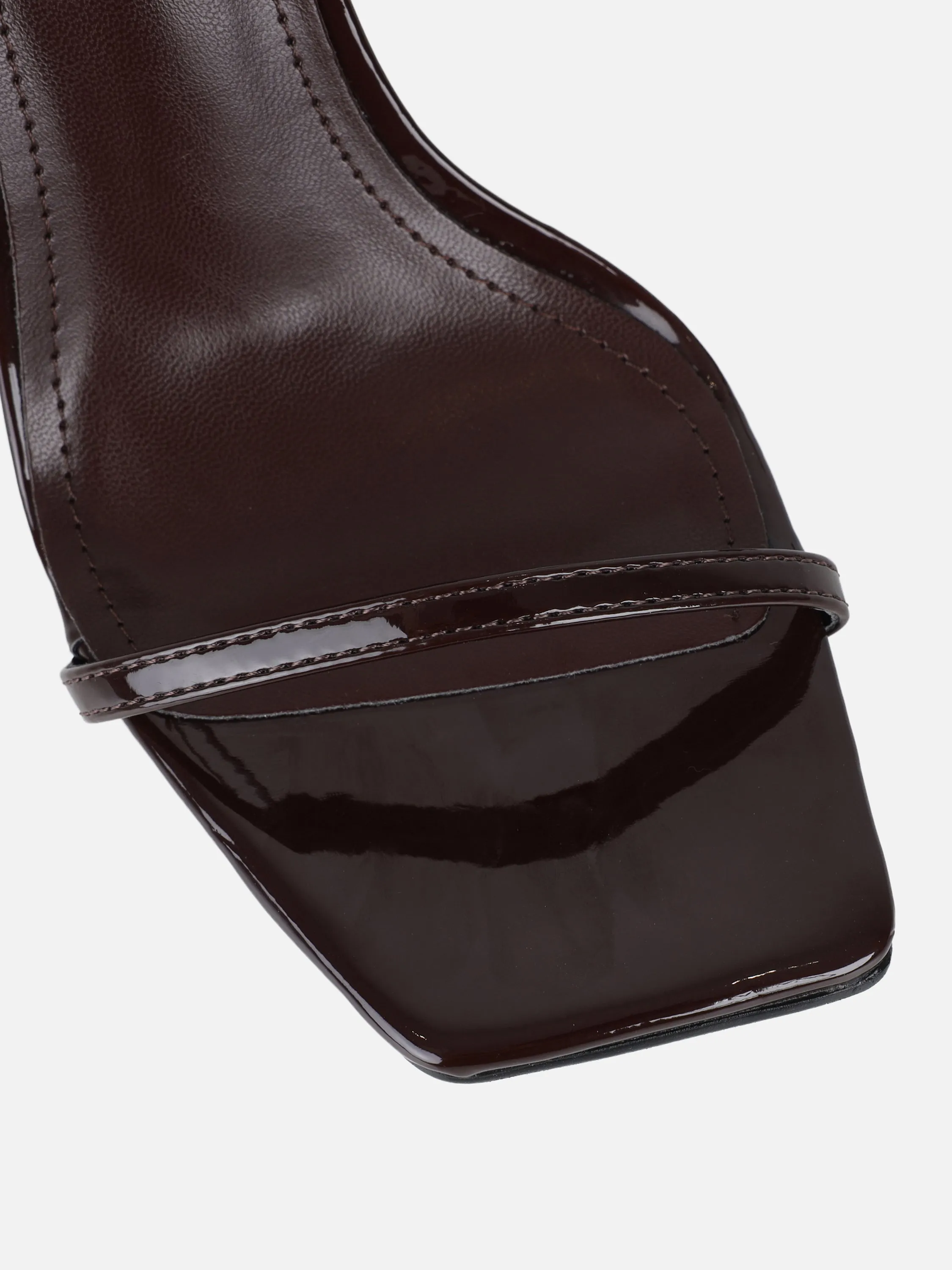 Apple Brown Patent Flared Heeled Sandals sold by Simmi London product image thumbnail 4