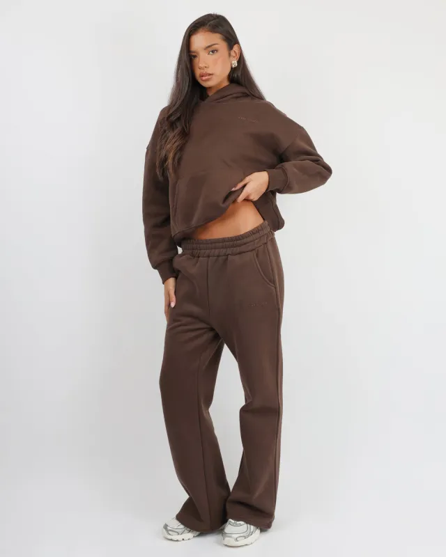 Colby Simmi Studios Essentials Flared Joggers in Brown sold by Simmi London