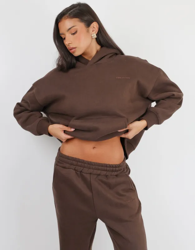 Maeve Simmi Studios Essentials Hoodie in Brown sold by Simmi London