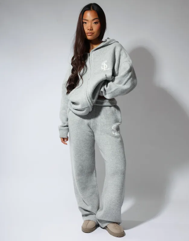 Romy Simmi Studios Chunky Knit Trousers In Light Grey sold by Simmi London