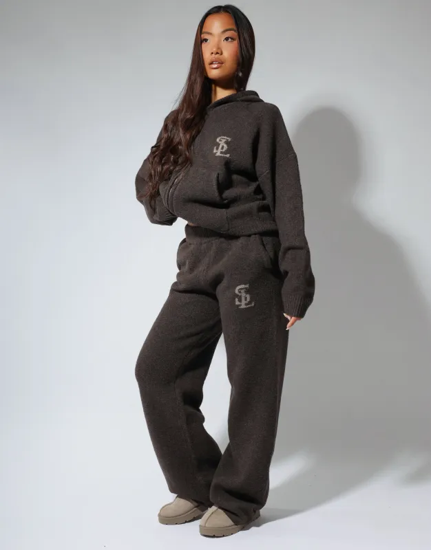 Romy Simmi Studios Chunky Knit Trousers In Teddy sold by Simmi London