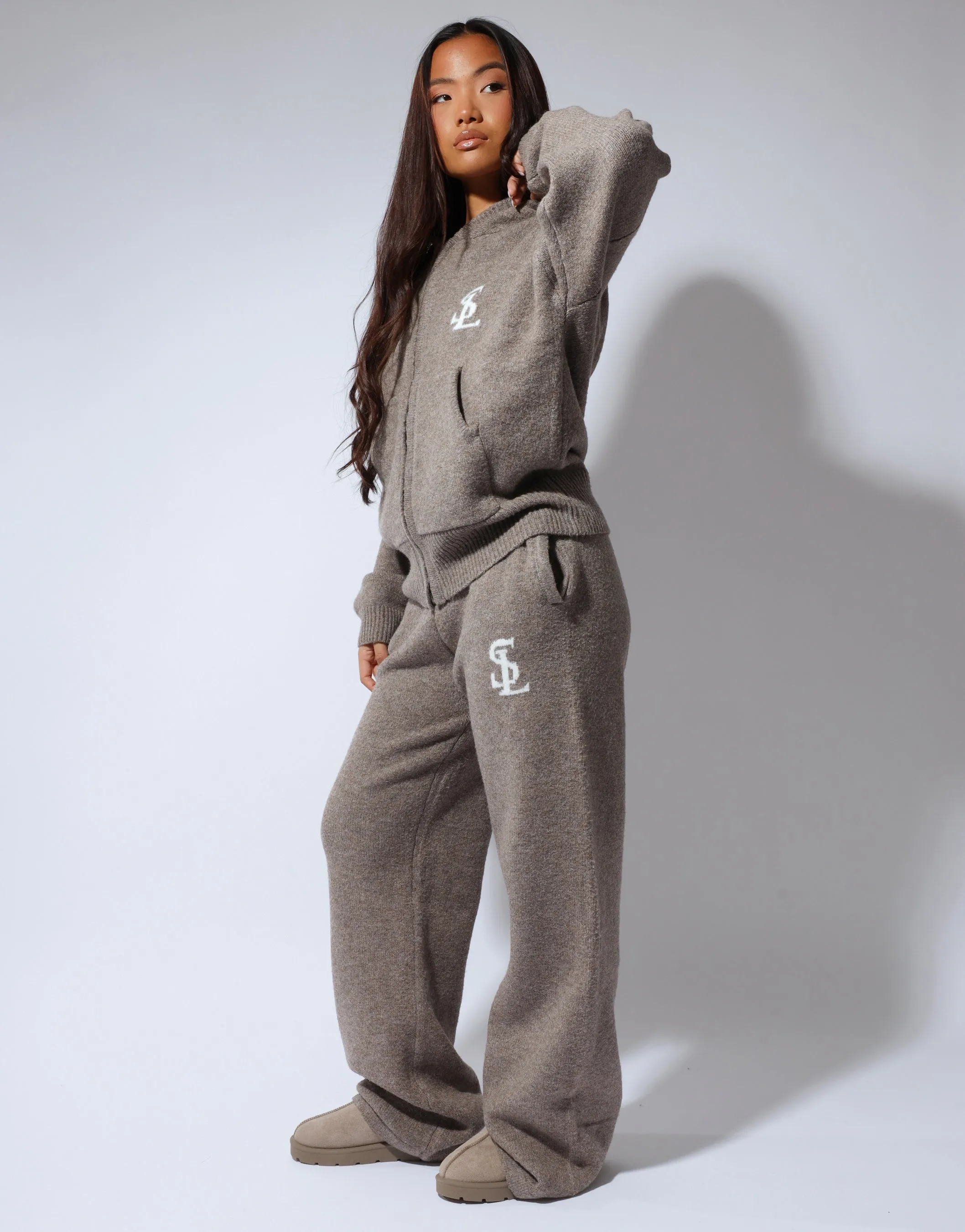 Romy Simmi Studios Chunky Knit Trousers In Mocha sold by Simmi London product image thumbnail 3