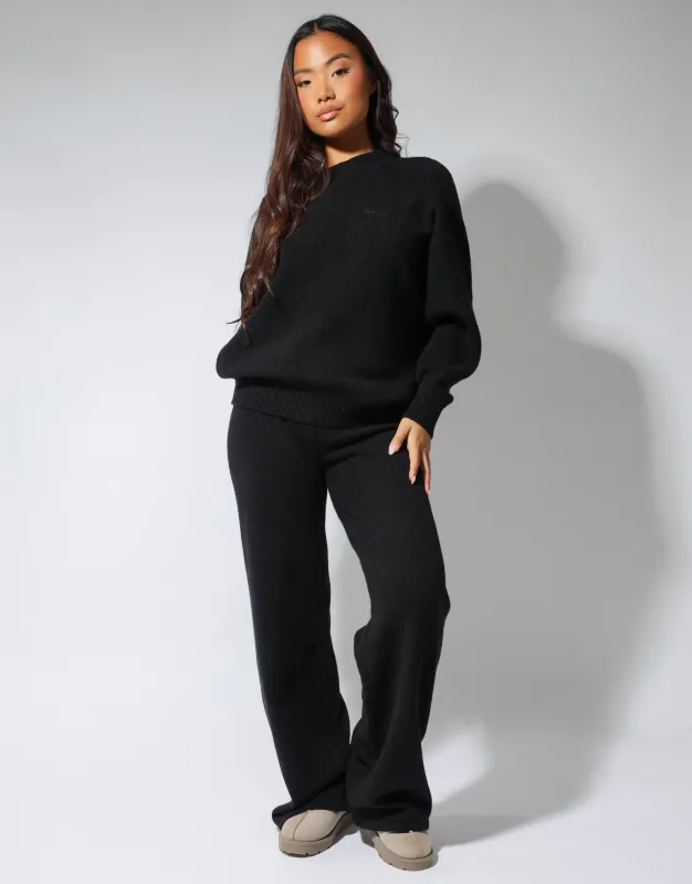 Eve simmi studios soft touch wide leg trousers in black sold by Simmi London