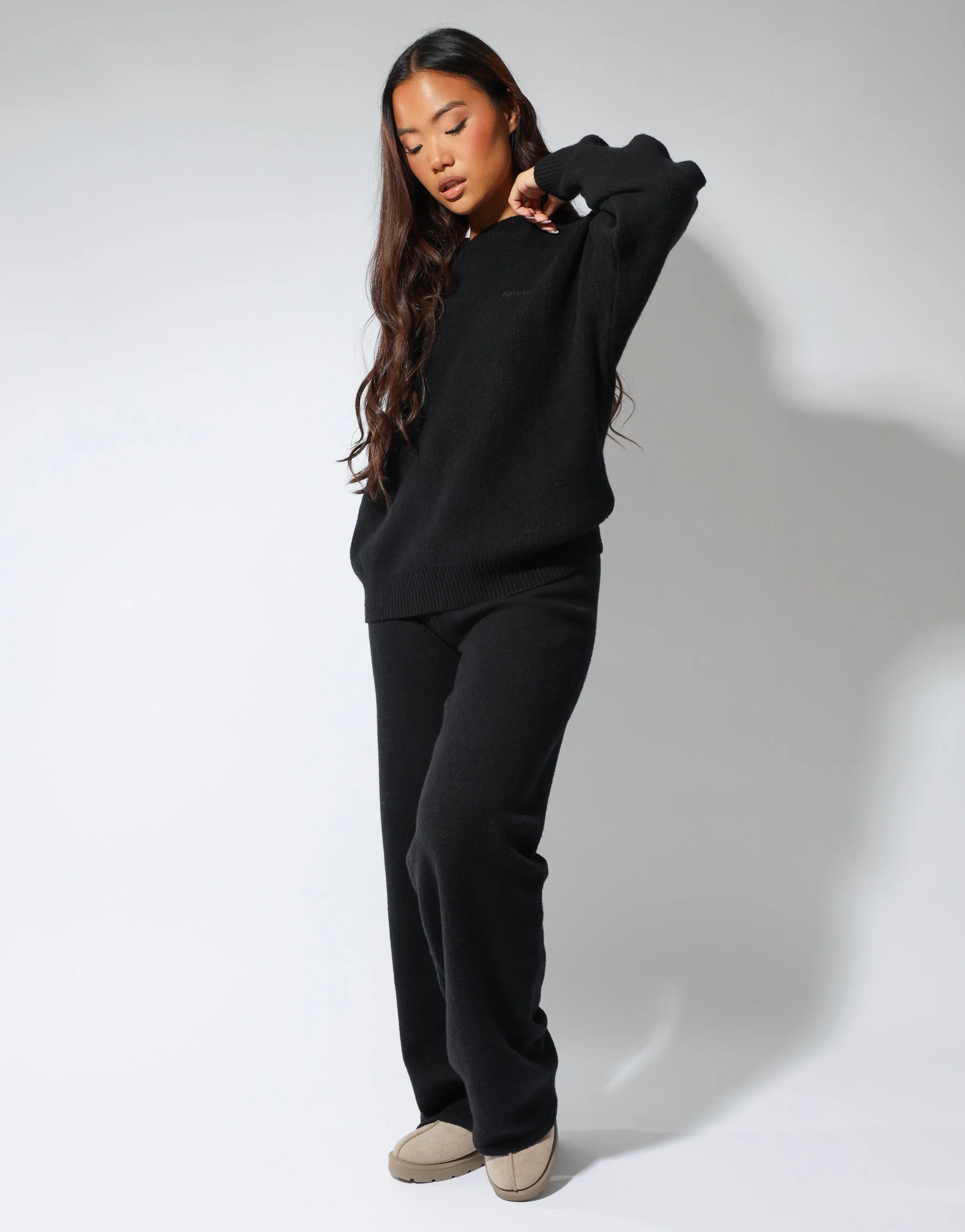Eve simmi studios soft touch wide leg trousers in black sold by Simmi London product image thumbnail 3