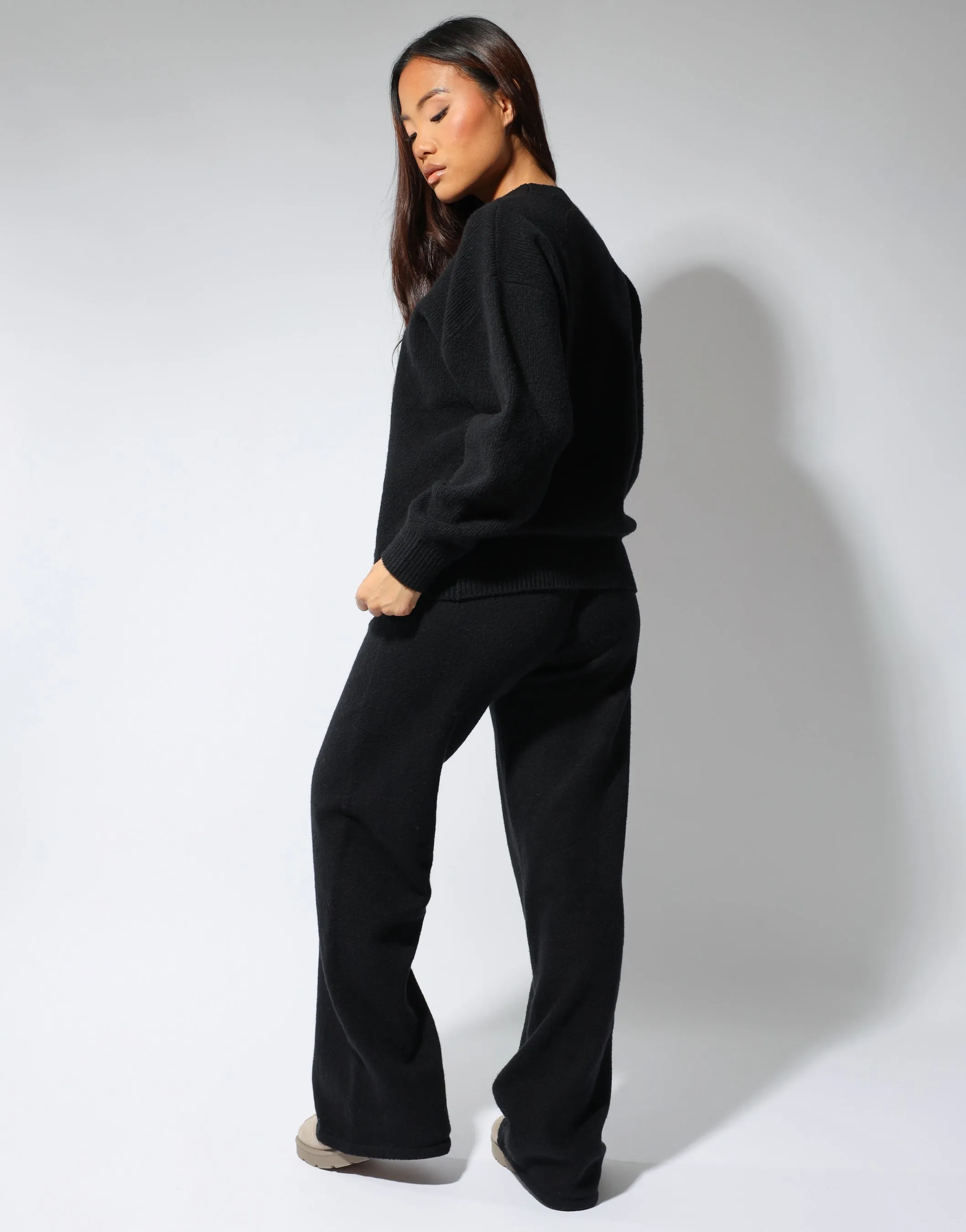 Eve simmi studios soft touch wide leg trousers in black sold by Simmi London product image thumbnail 4