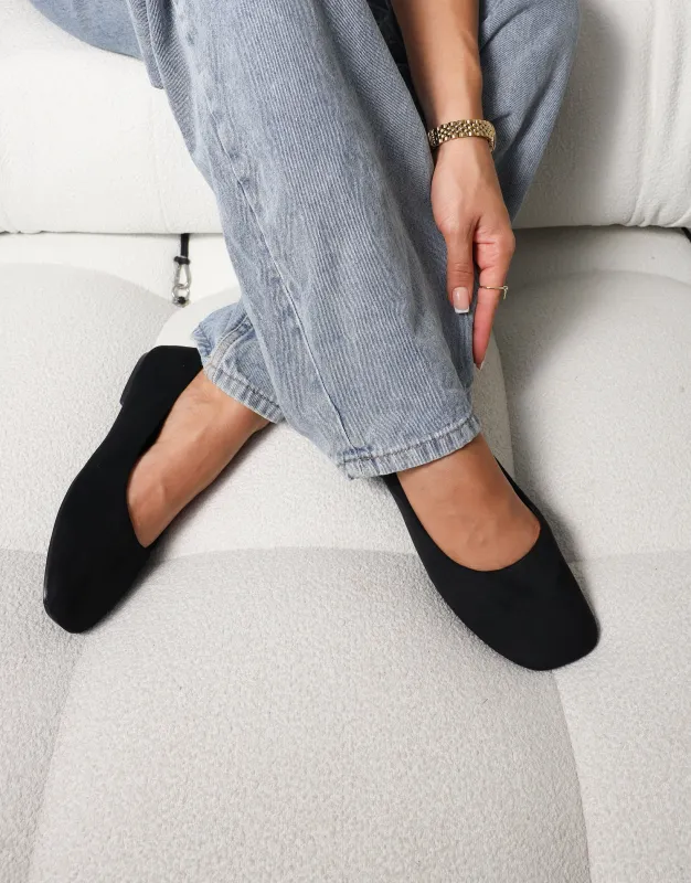Viktoria Black Suede Ballerina Flats sold by Simmi London
