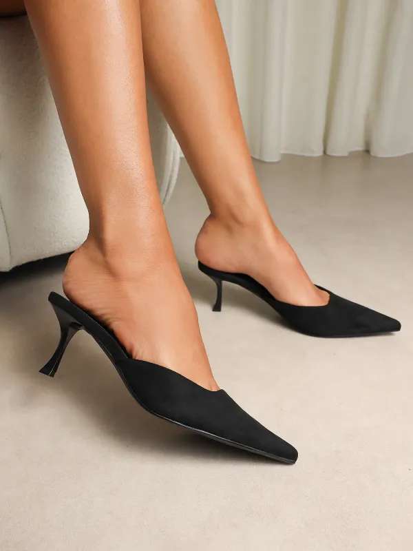 Keira Black Suede Mules sold by Simmi London