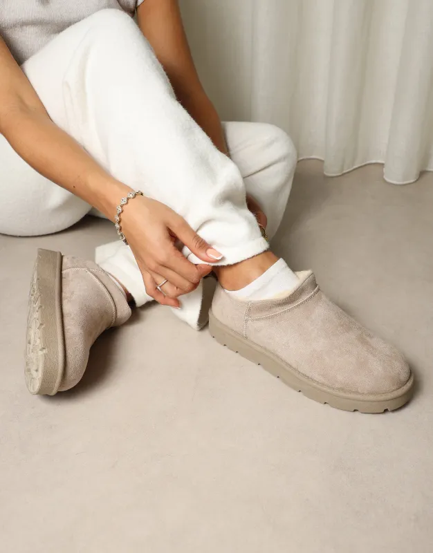 Emmy Mushroom Faux Suede Micro Flatform Boots sold by Simmi London