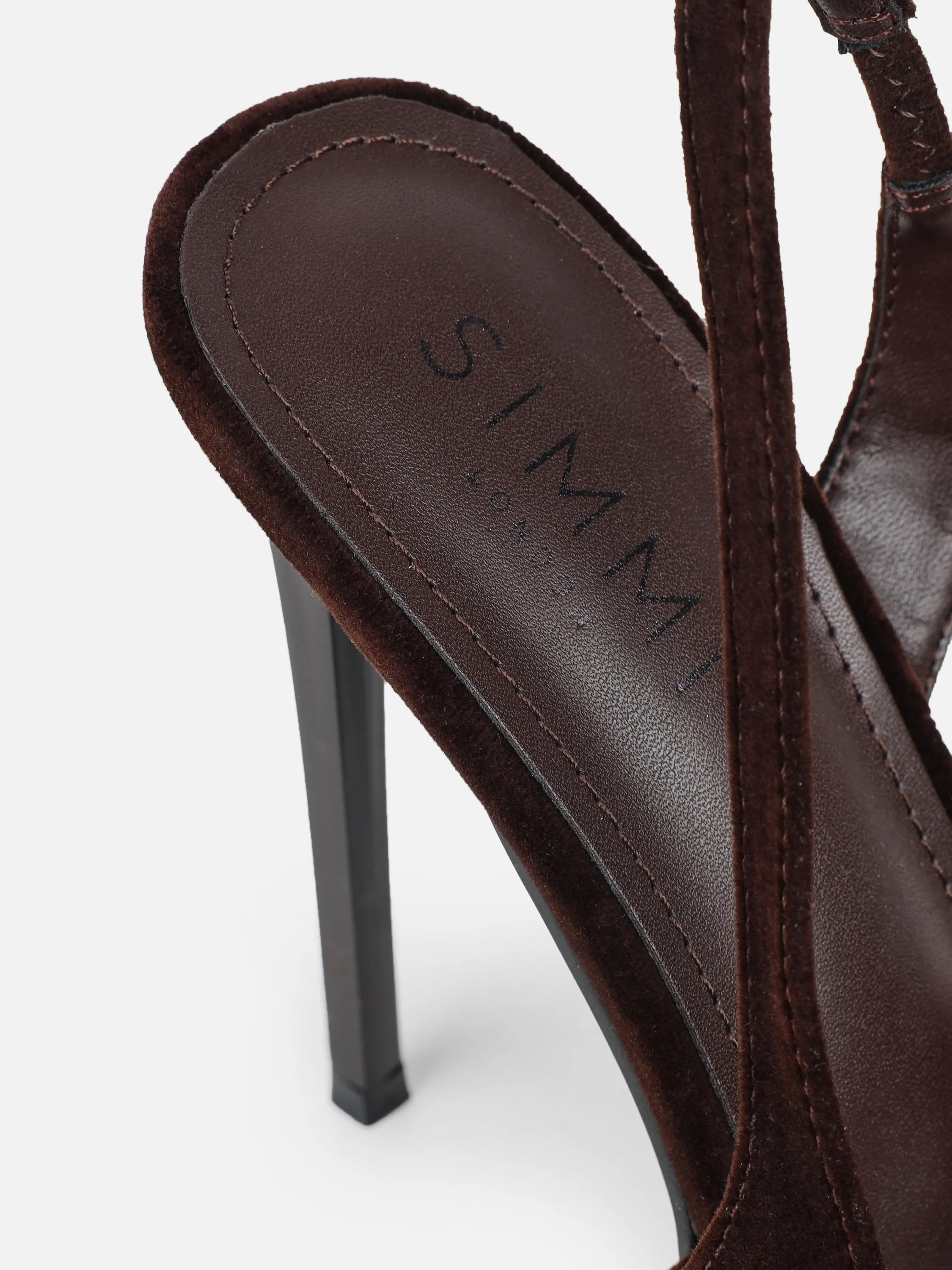 Torrez Brown Velvet Bow Detail Peep Toe Heeled Sandals sold by Simmi London product image thumbnail 3