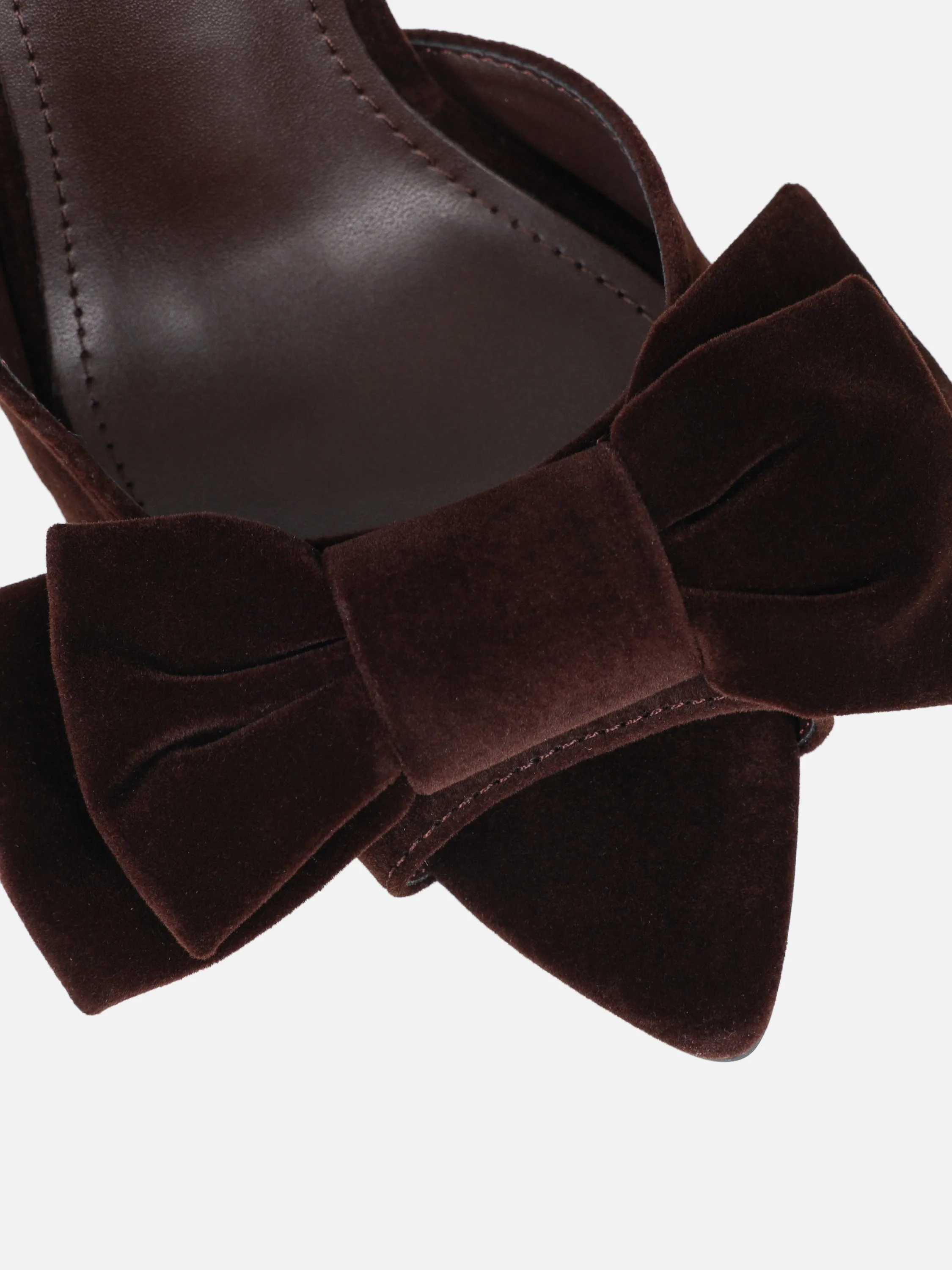 Torrez Brown Velvet Bow Detail Peep Toe Heeled Sandals sold by Simmi London product image thumbnail 4