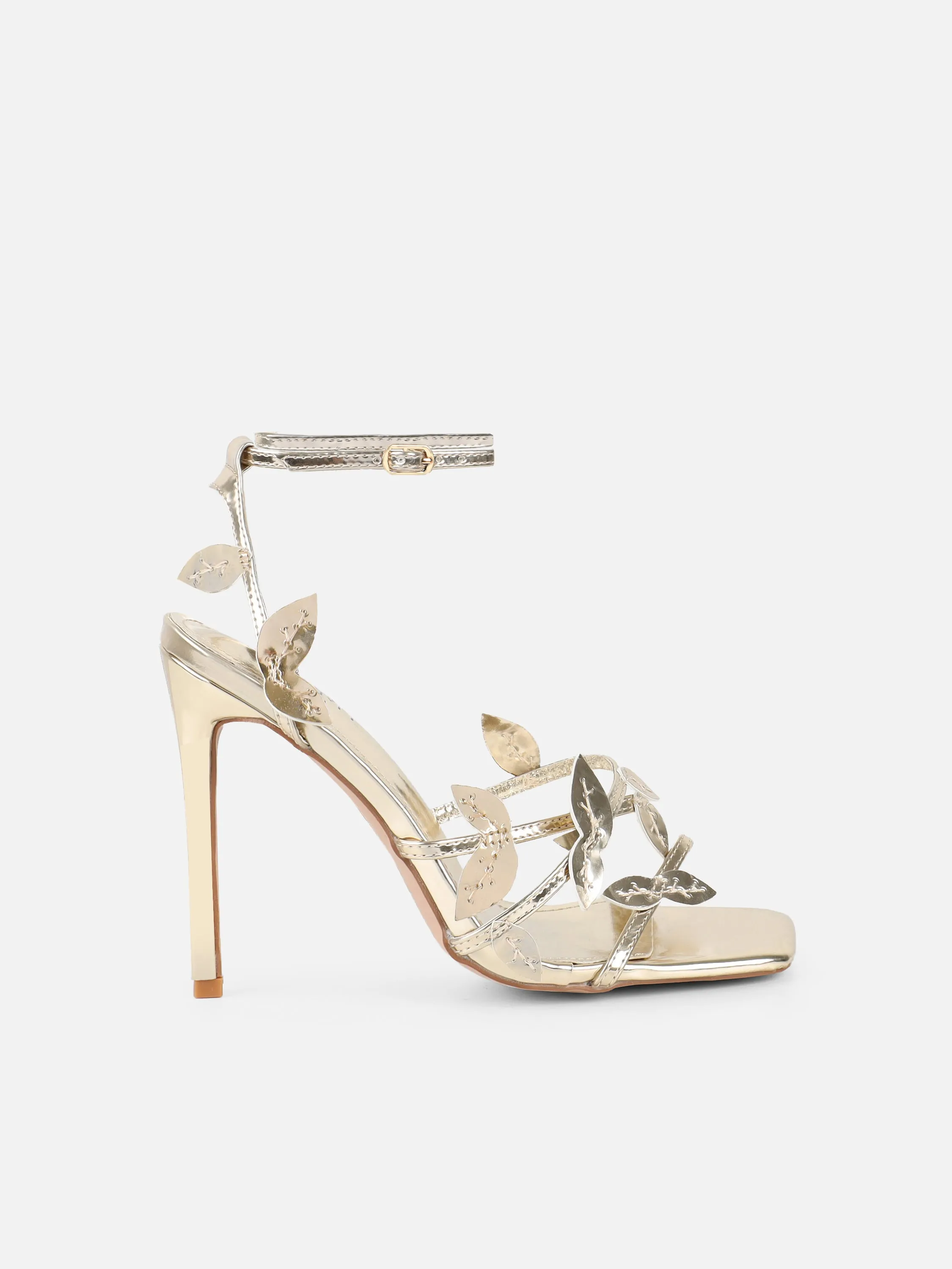 Lesia Gold Mirror Leaf Detail Heeled Sandals sold by Simmi London product image thumbnail 2