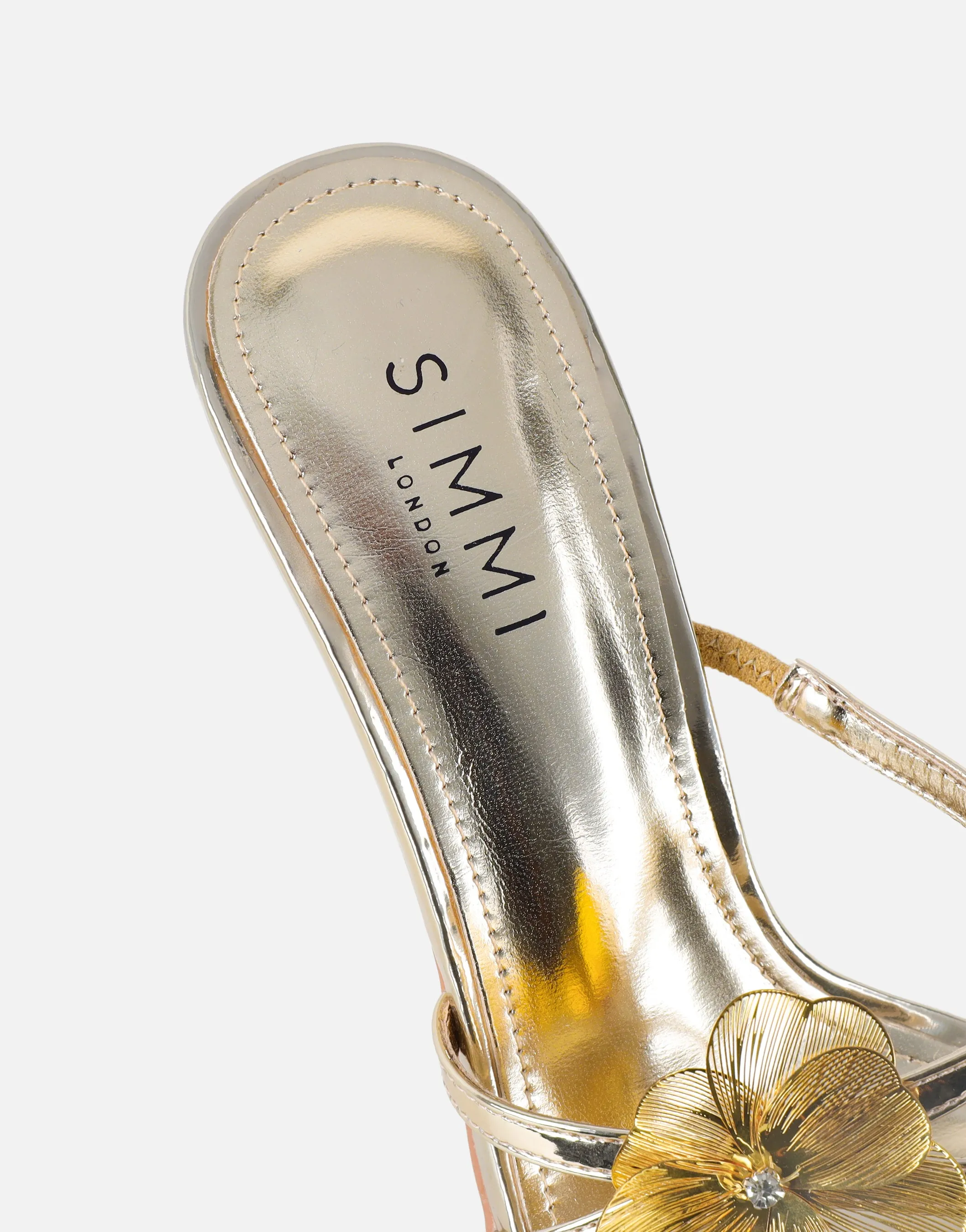 Tandy Gold Mirror Flower Detail Mules sold by Simmi London product image thumbnail 3