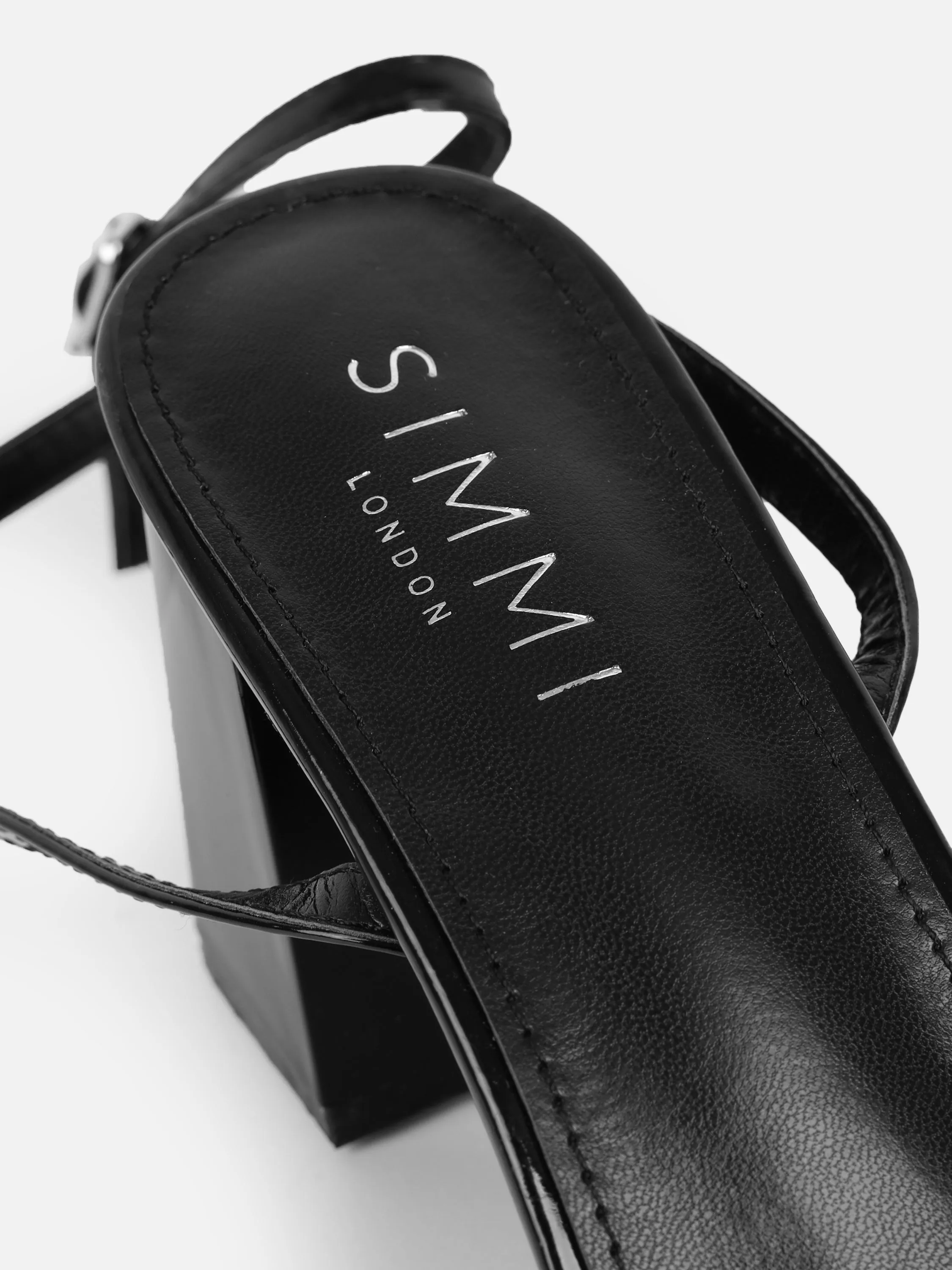 Meave Black Patent Diamante Block Heeled Sandals sold by Simmi London product image thumbnail 3