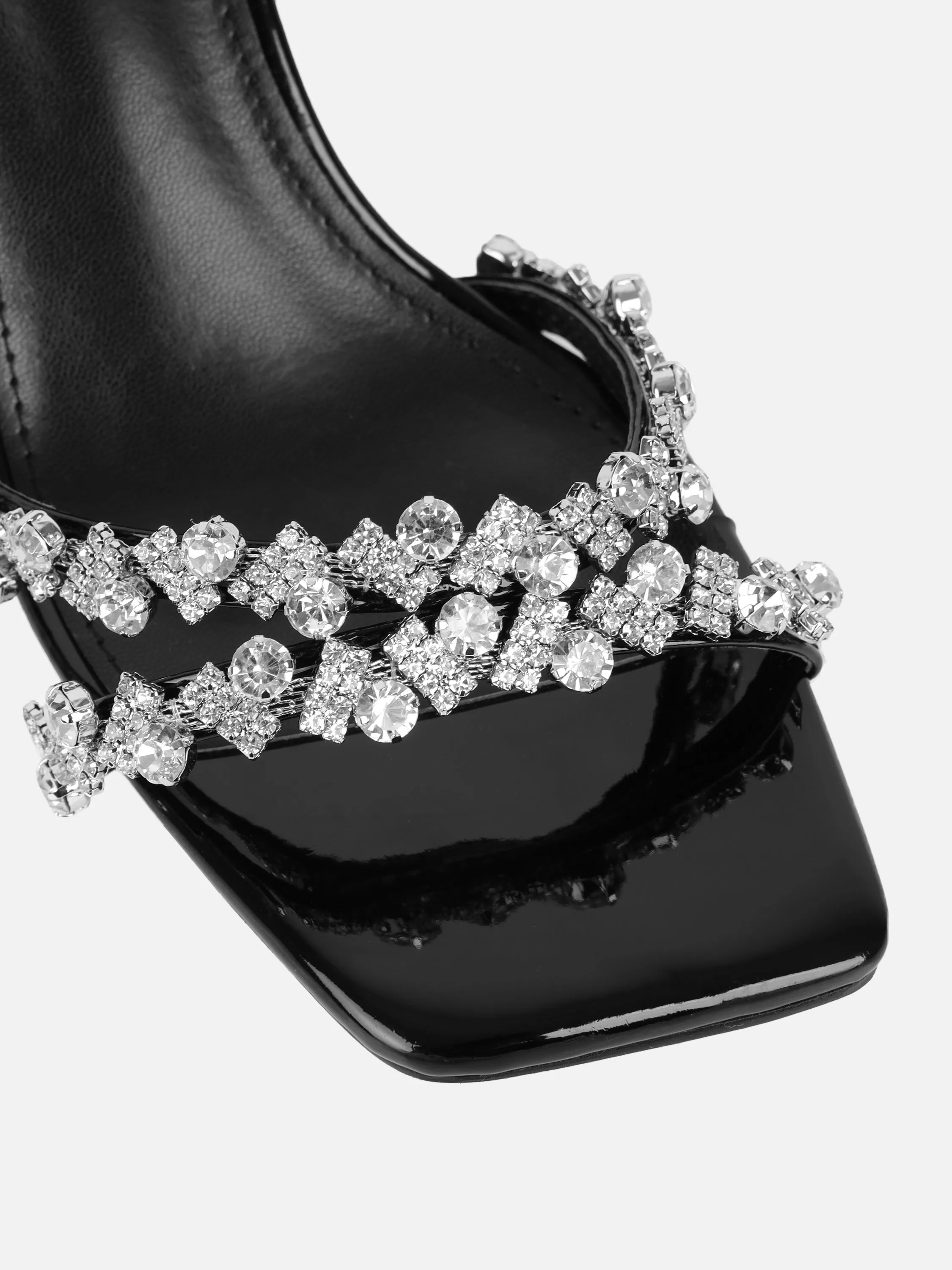 Meave Black Patent Diamante Block Heeled Sandals sold by Simmi London product image thumbnail 4