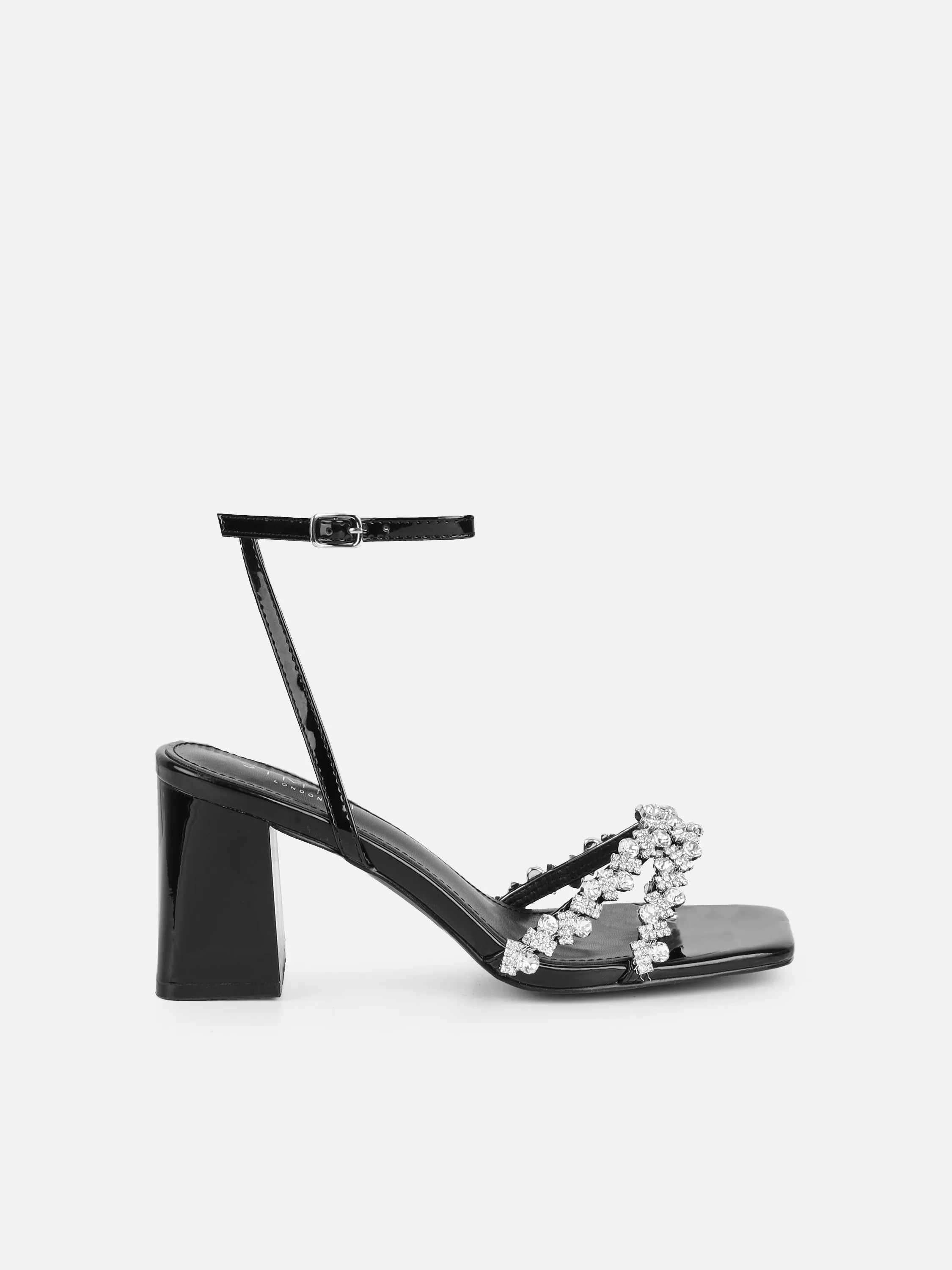 Meave Black Patent Diamante Block Heeled Sandals sold by Simmi London product image thumbnail 2