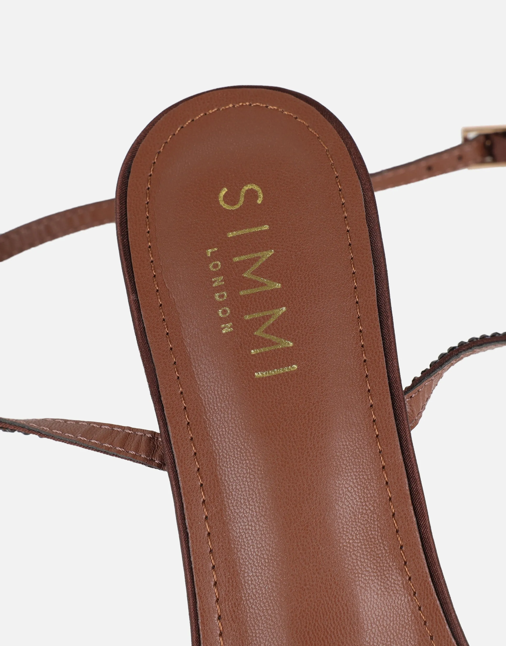 Eleonoora Brown Satin Diamante Heeled Sandals sold by Simmi London product image thumbnail 3