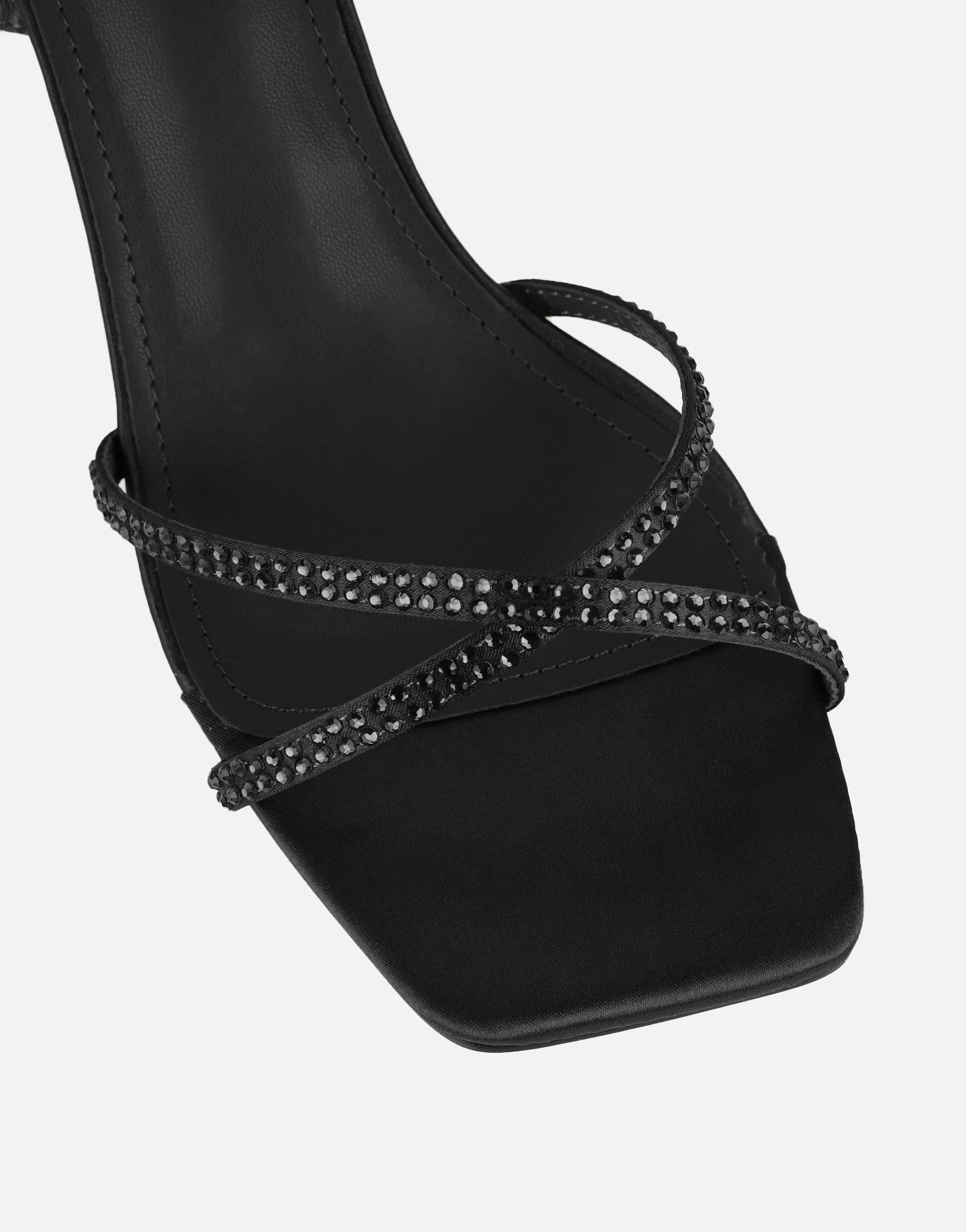 Eleonoora Black Satin Diamante Heeled Sandals sold by Simmi London product image thumbnail 4