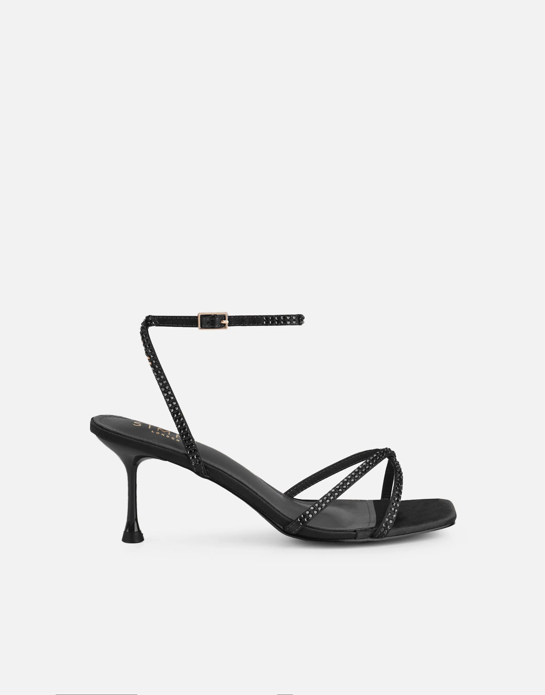Eleonoora Black Satin Diamante Heeled Sandals sold by Simmi London product image thumbnail 2