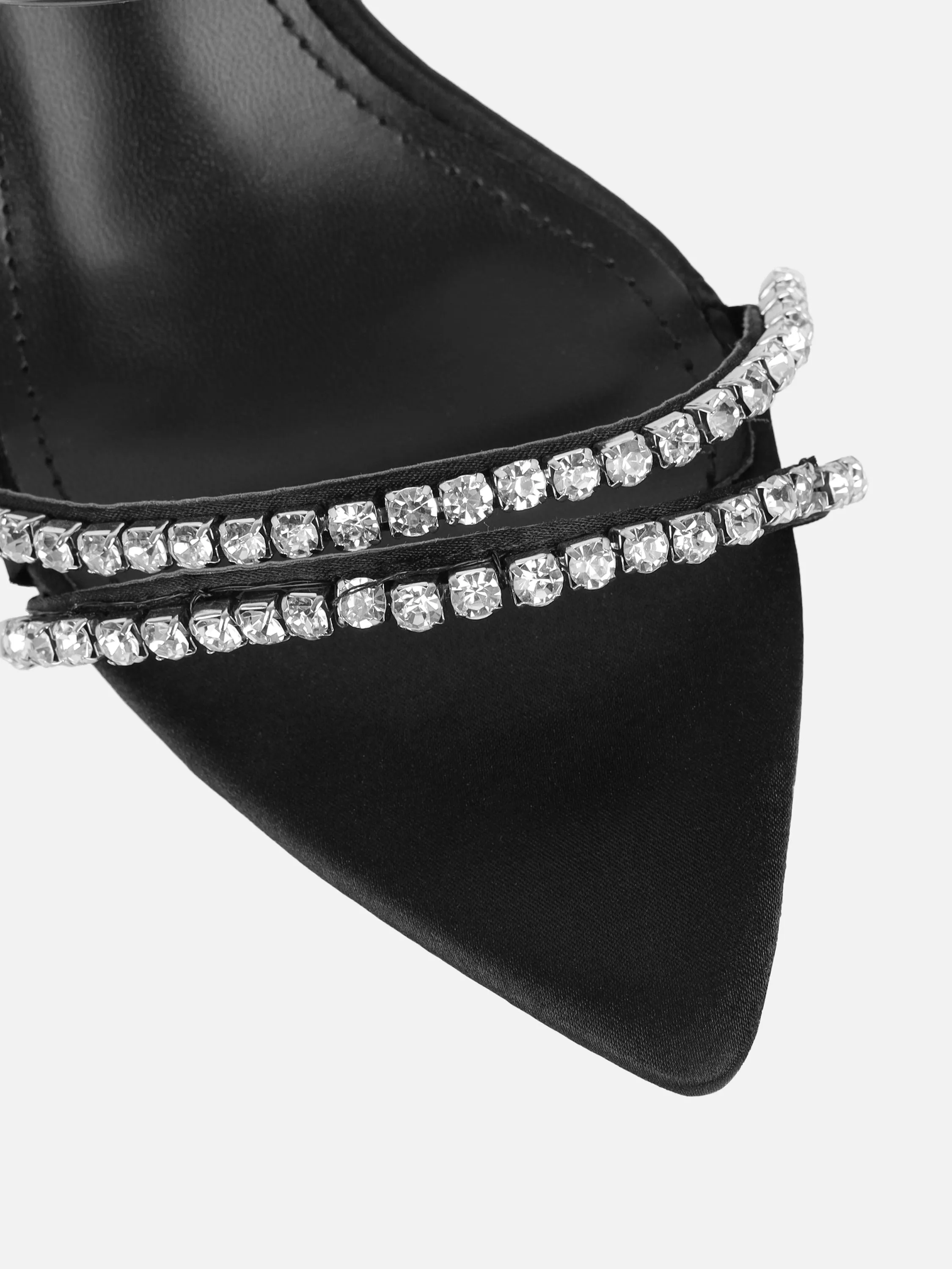 Isha Black Satin Diamante Mules sold by Simmi London product image thumbnail 4