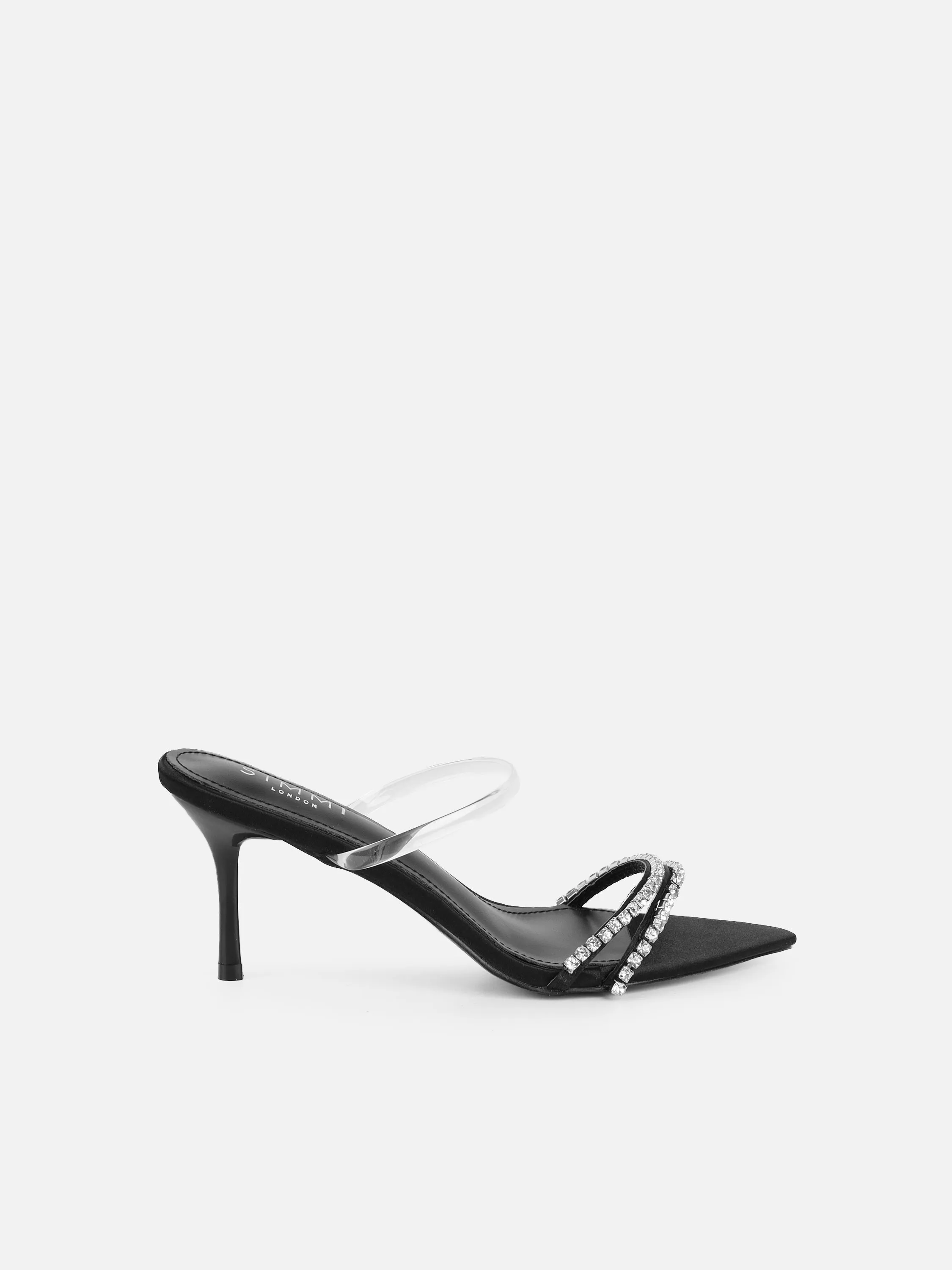 Isha Black Satin Diamante Mules sold by Simmi London product image thumbnail 2