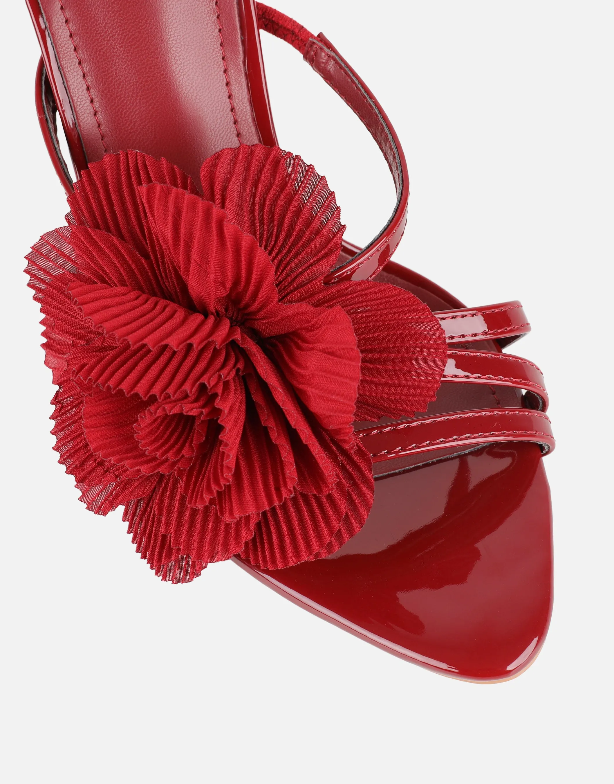 Tina Red Patent Flower Detail Heeled Sandals sold by Simmi London product image thumbnail 4