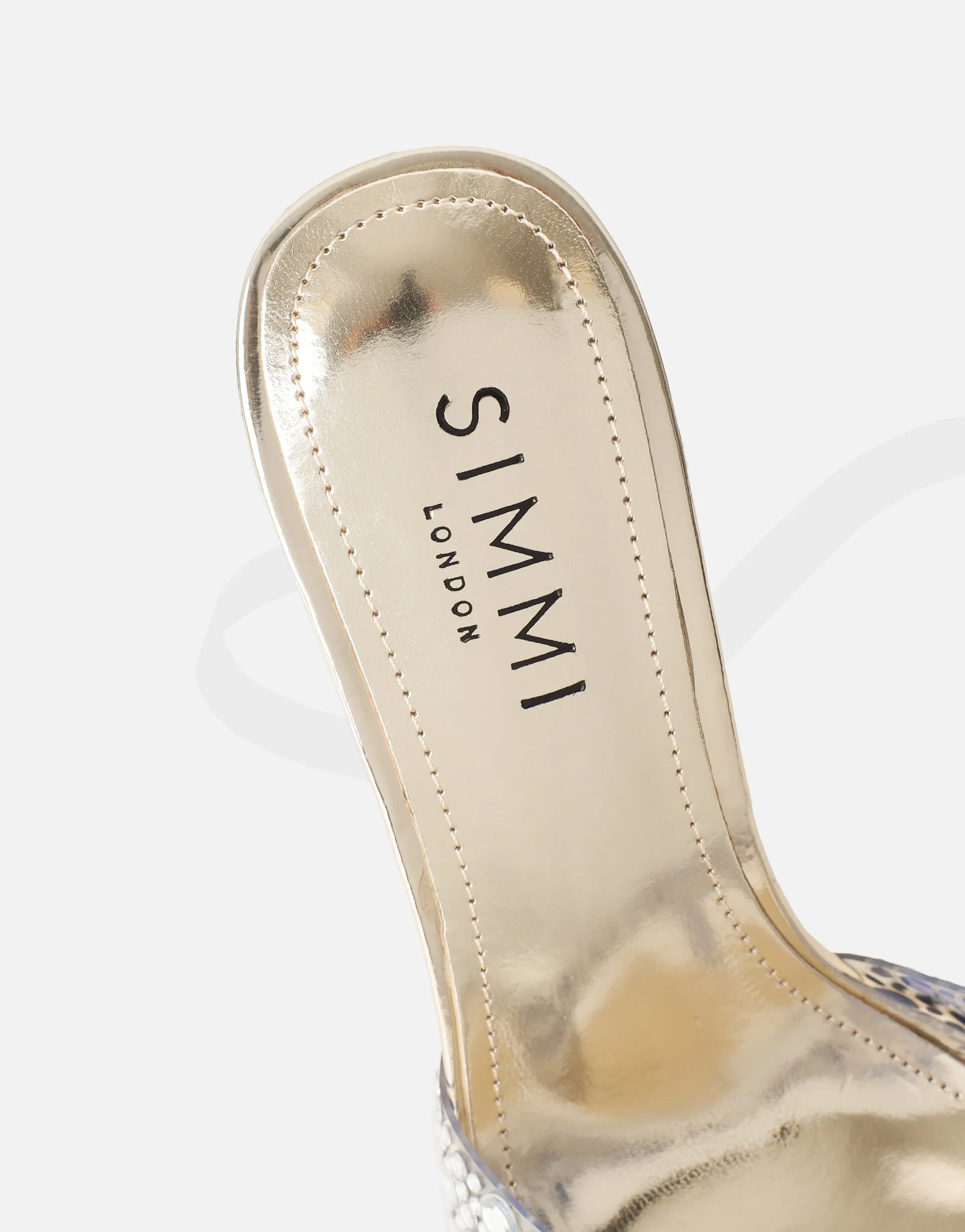 Lopezz Gold Mirror Clear Embellished Heeled Sandals sold by Simmi London product image thumbnail 3