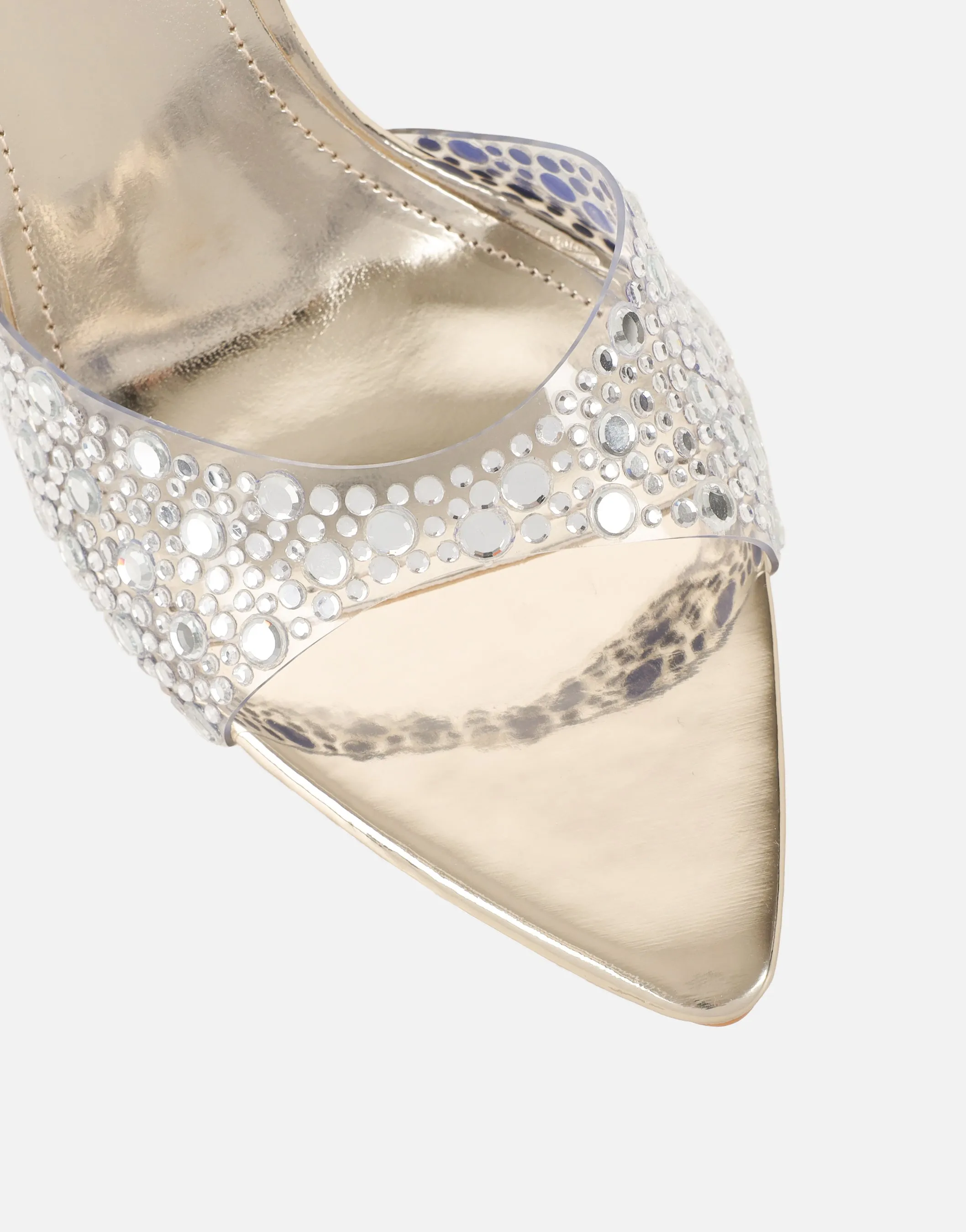 Lopezz Gold Mirror Clear Embellished Heeled Sandals sold by Simmi London product image thumbnail 4