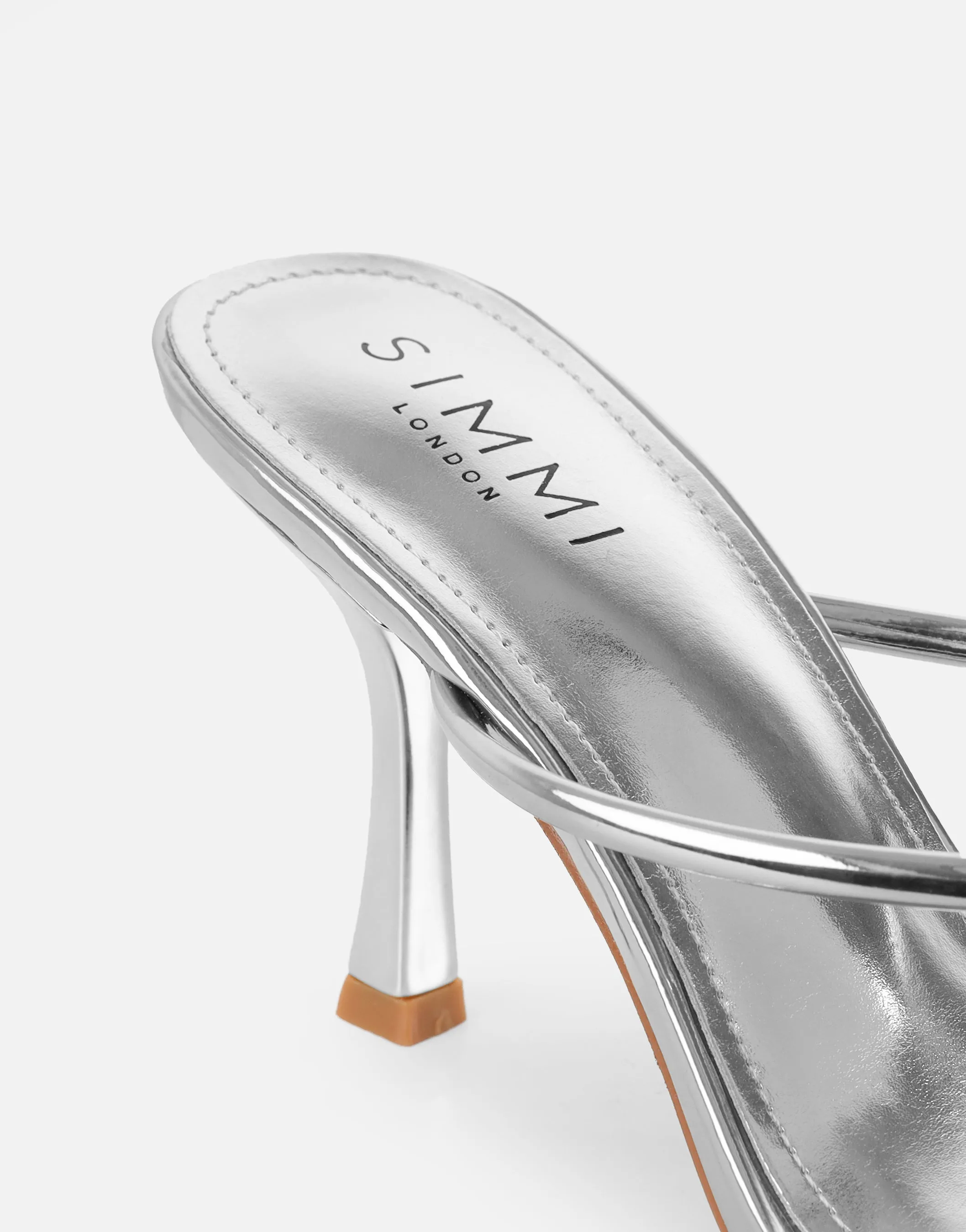 Moni Silver Mirror Diamante Toe Detail Mules sold by Simmi London product image thumbnail 3