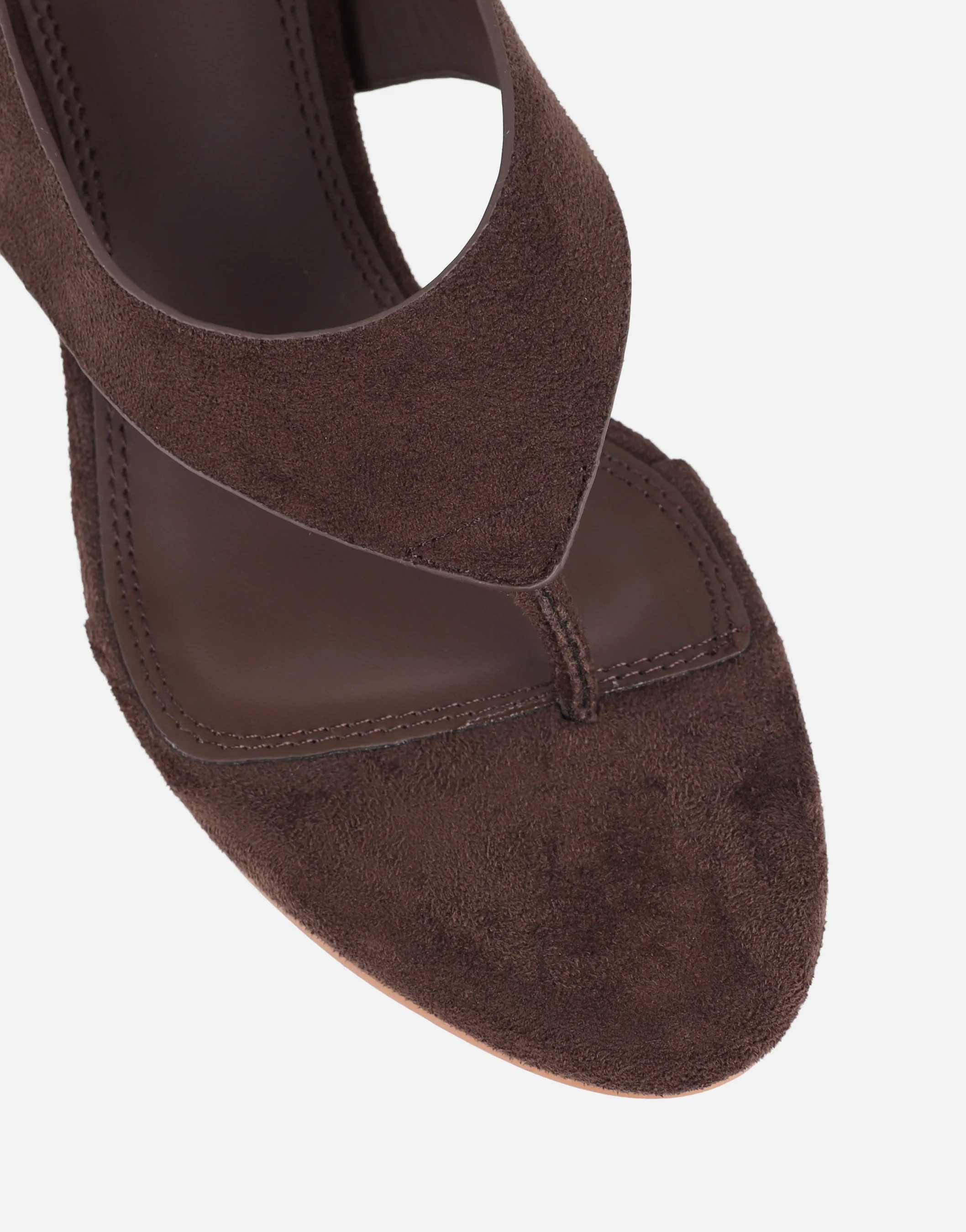 Raneece Brown Suede Toe Thong Heeled Sandals sold by Simmi London product image thumbnail 4