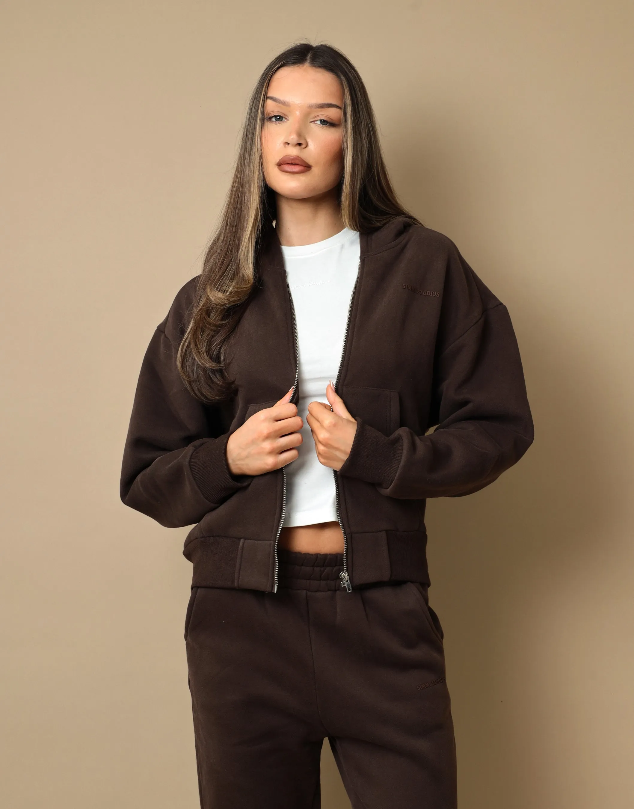 Nova Simmi Studios Essentials Zip Through Hoodie In Brown sold by Simmi London product image thumbnail 5