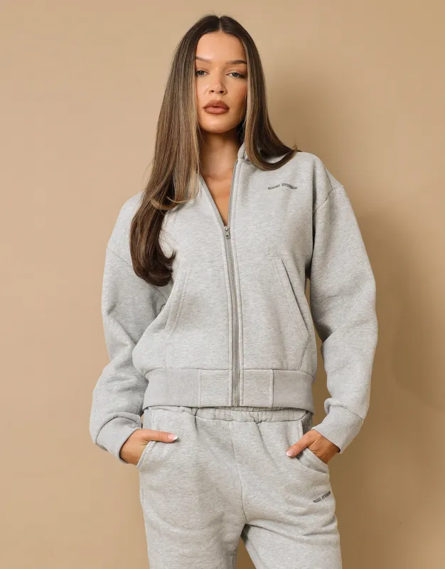 Nova Simmi Studios Essentials Zip Through Hoodie in Grey Marl sold by Simmi London