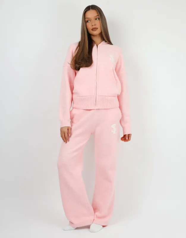 Romy Simmi Studios Chunky Knit Trousers In Pink sold by Simmi London