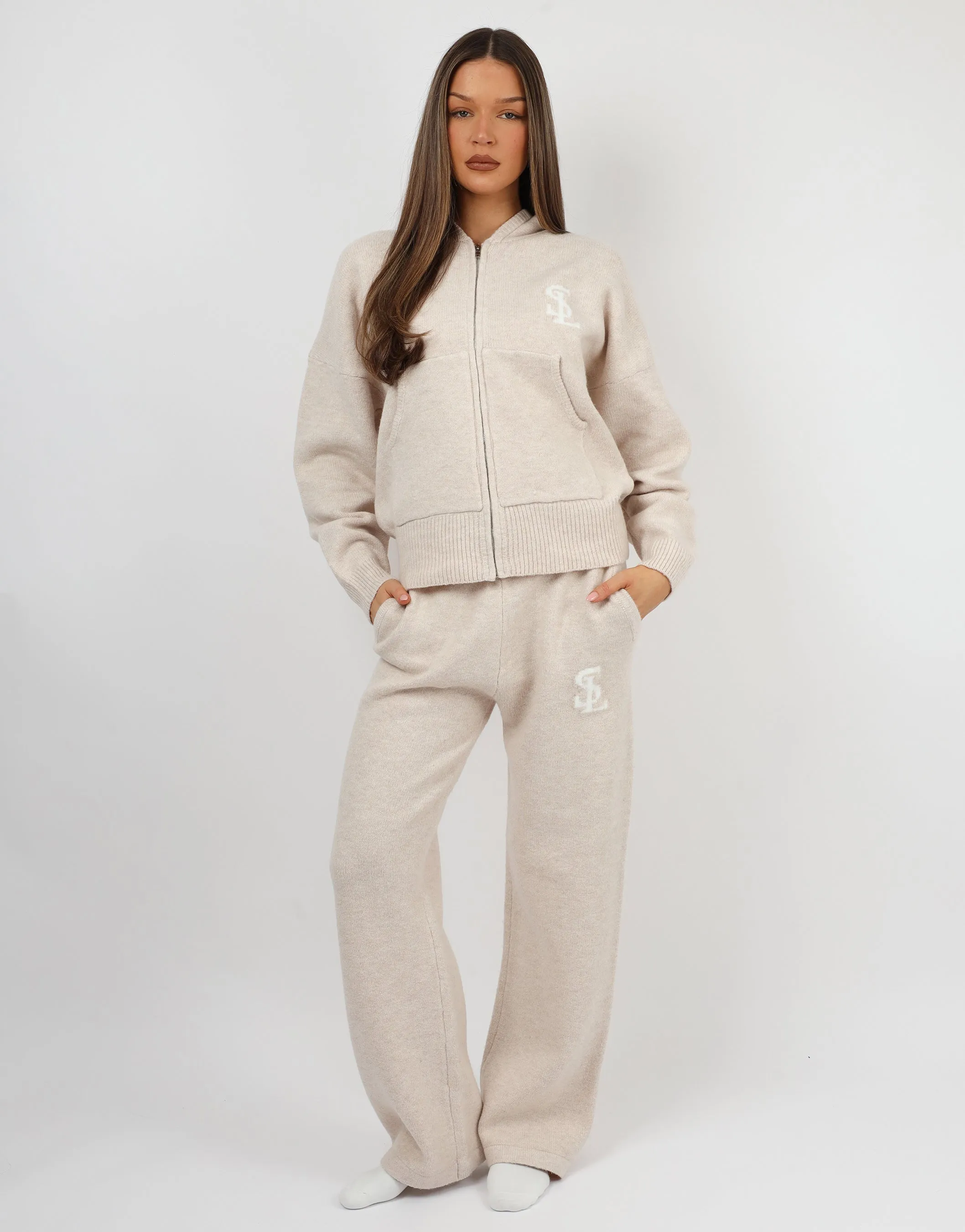 Romy Simmi Studios Chunky Knit Trousers In Cream sold by Simmi London