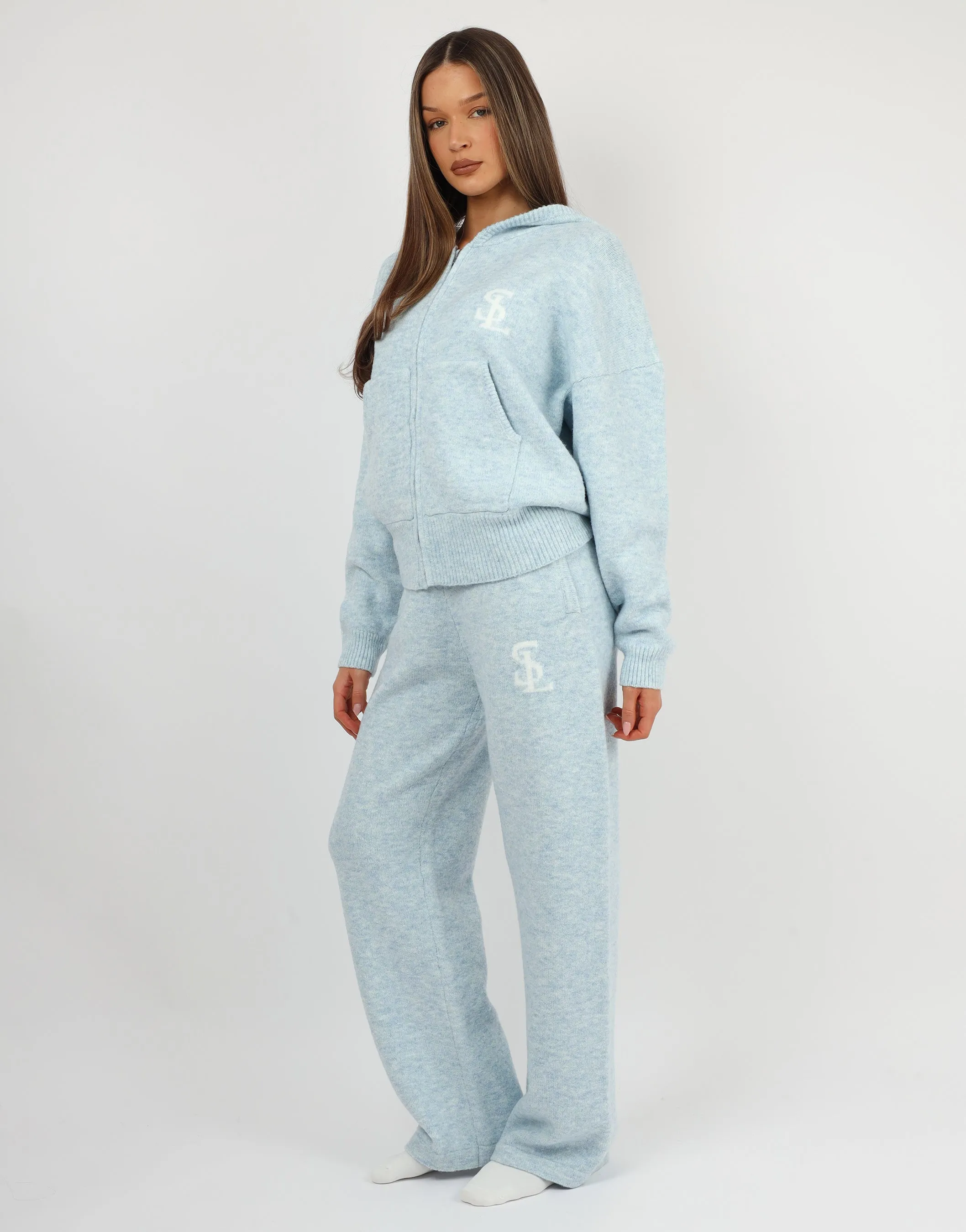 Romy Simmi Studios Chunky Knit Hoodie In Blue sold by Simmi London product image thumbnail 3