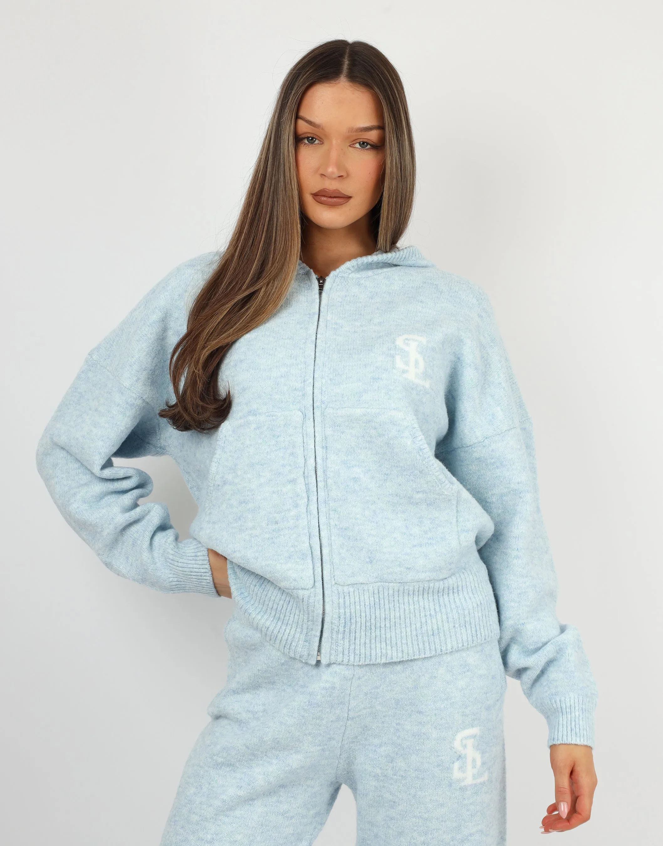 Romy Simmi Studios Chunky Knit Hoodie In Blue sold by Simmi London product image thumbnail 2