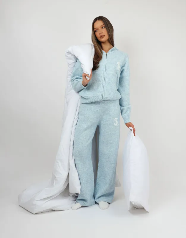 Romy Simmi Studios Chunky Knit Hoodie In Blue sold by Simmi London