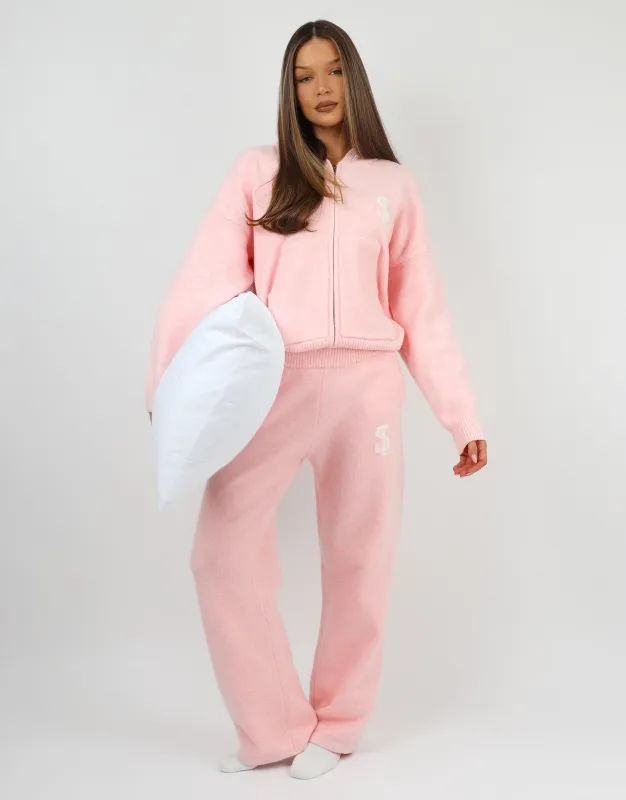 Romy Simmi Studios Chunky Knit Hoodie In Pink sold by Simmi London