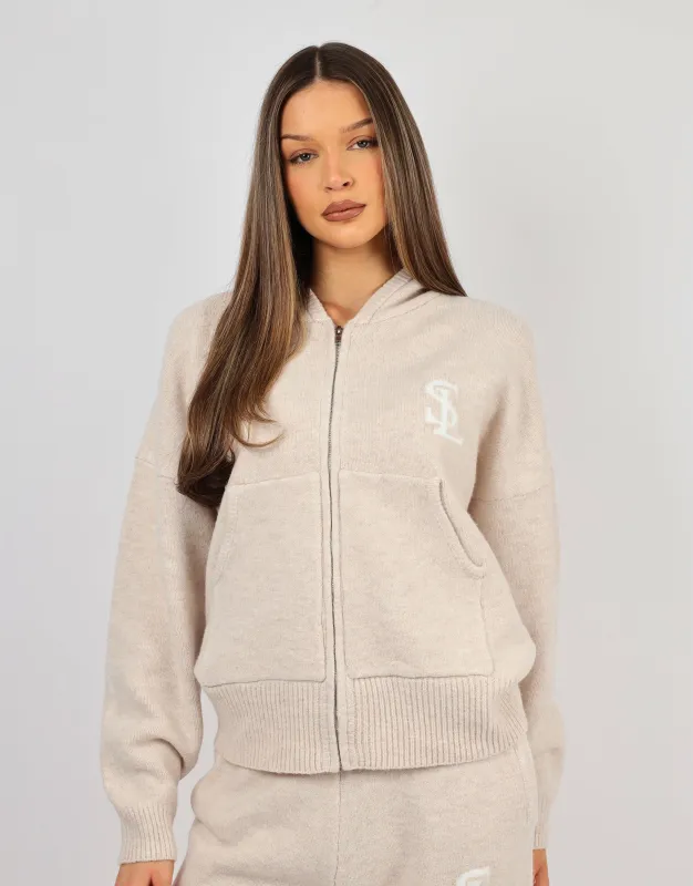 Romy Simmi Studios Chunky Knit Hoodie In Cream sold by Simmi London