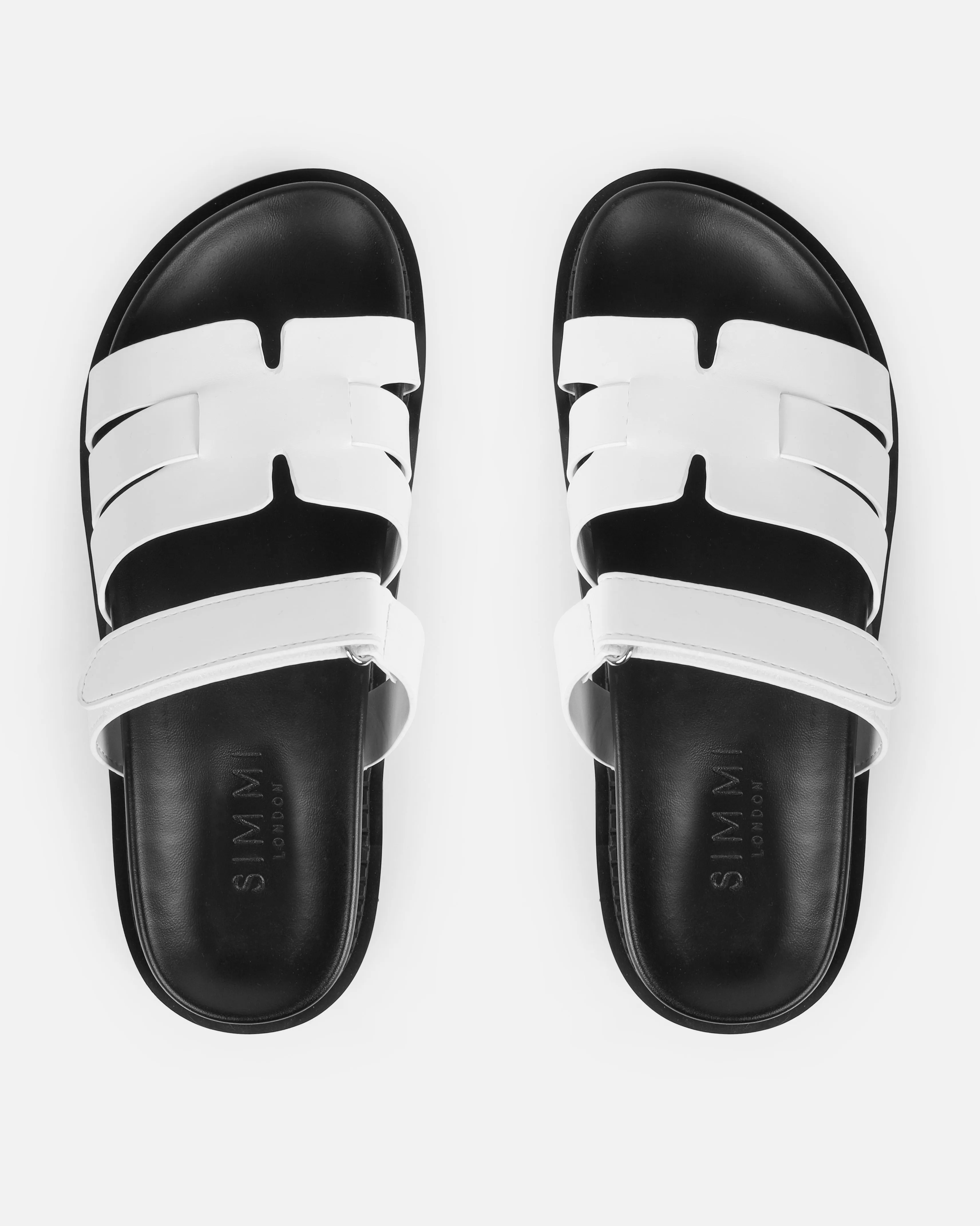 Adelle White Chunky Velcro Strap Flat Sandals sold by Simmi London product image thumbnail 3