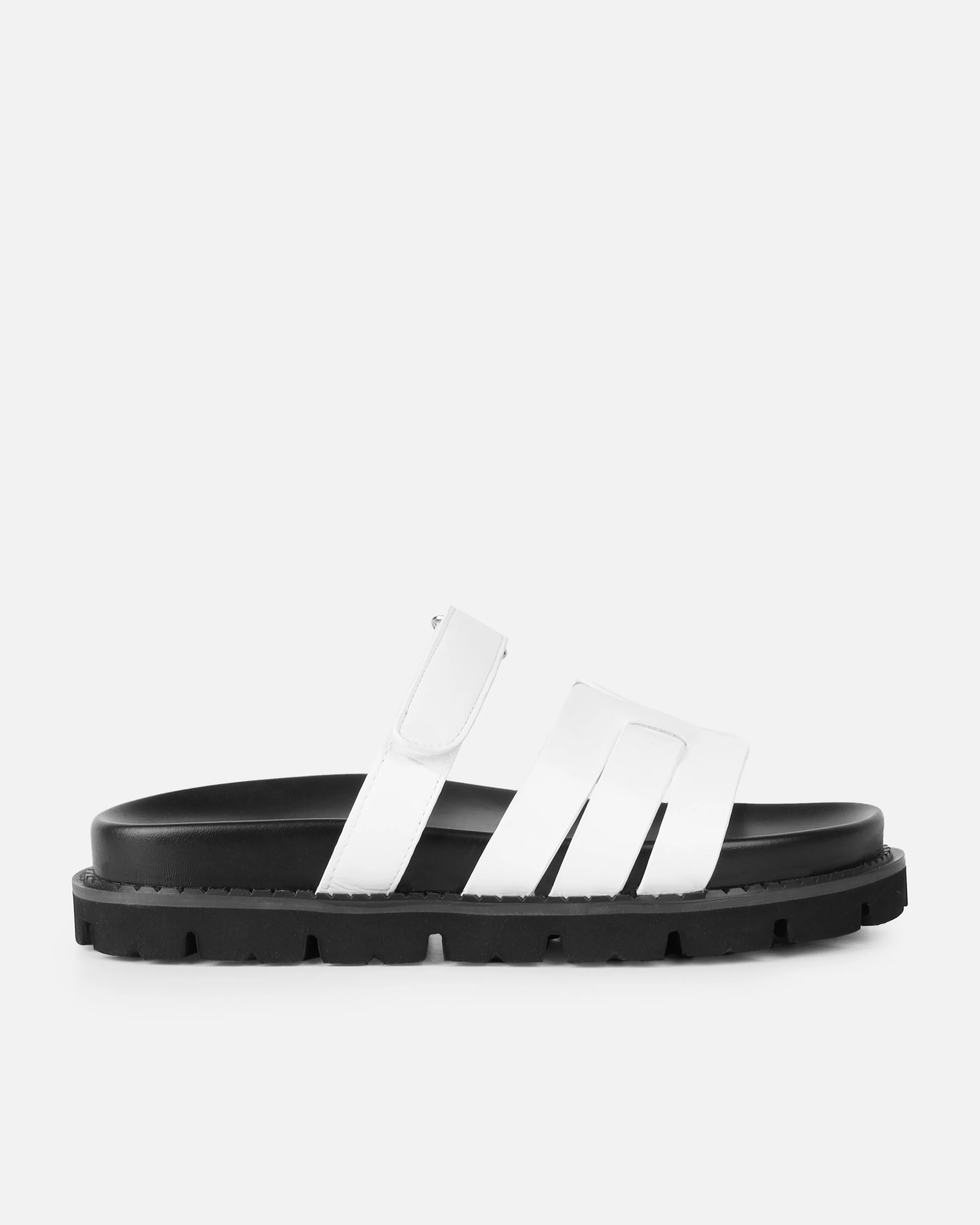 Adelle White Chunky Velcro Strap Flat Sandals sold by Simmi London product image thumbnail 2