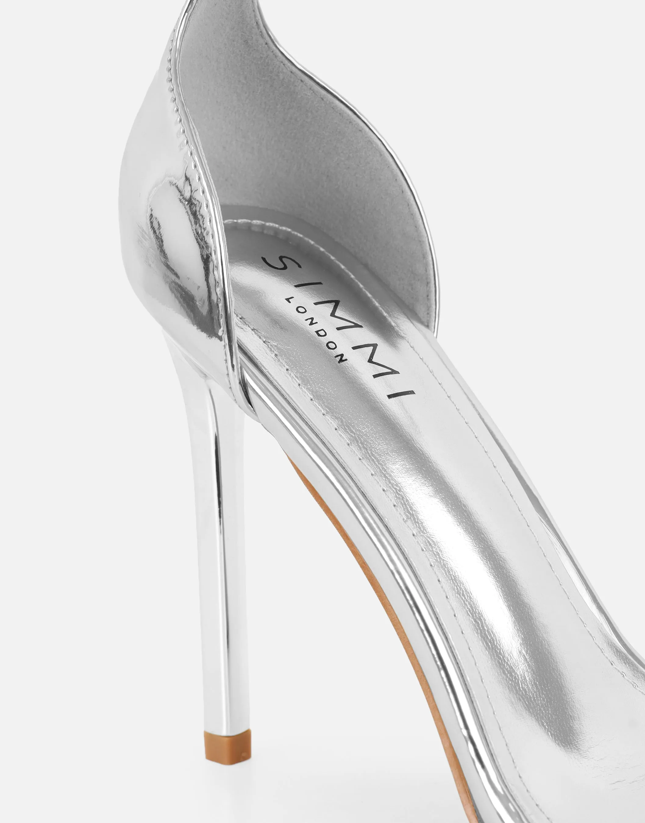 Gabby Silver Mirror Barely There Heeled Sandals sold by Simmi London product image thumbnail 3