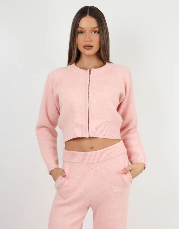 Ayla Simmi Studios Bomber Knit Jacket In Pink sold by Simmi London