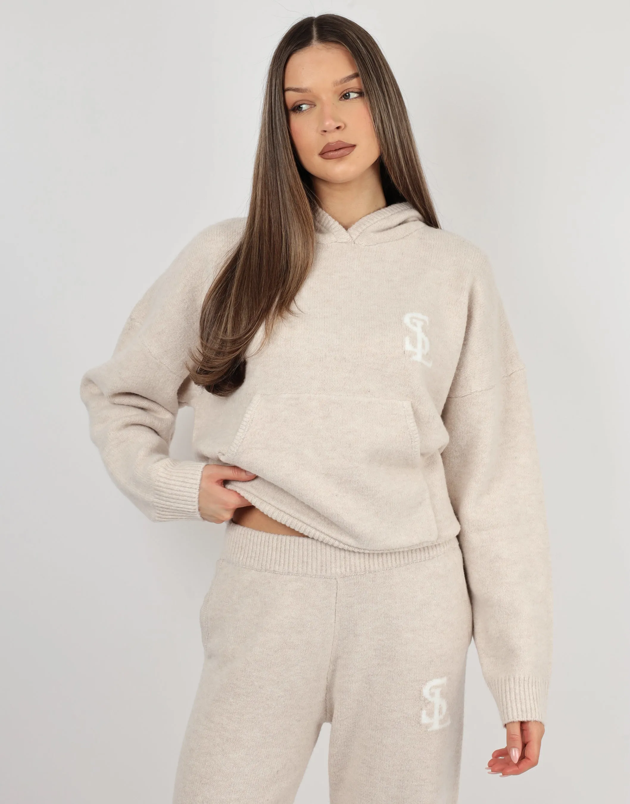 Mari Simmi Studios Knitted Hoodie In Cream sold by Simmi London