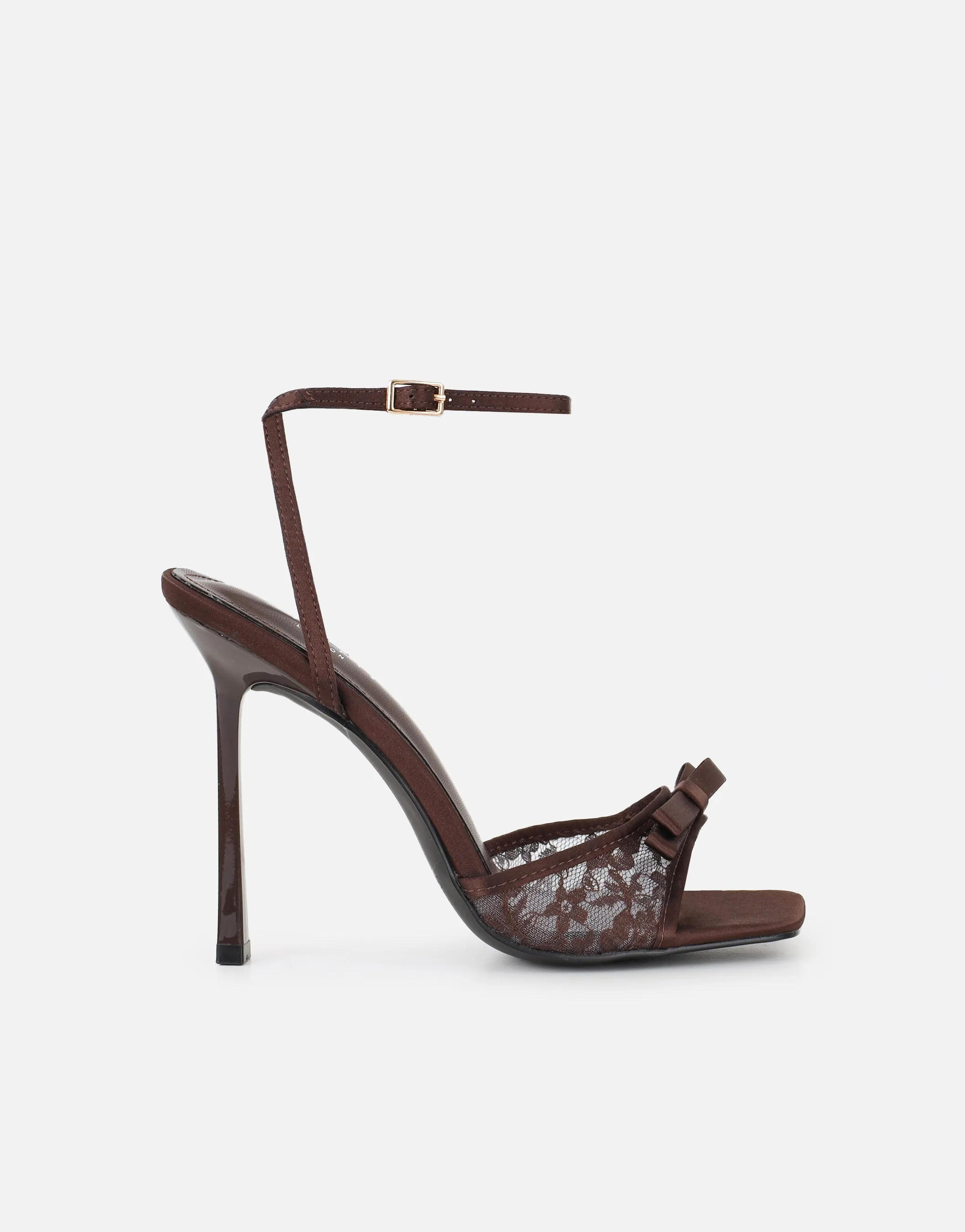 Janeena Brown Lace Bow Detail Heeled Sandals sold by Simmi London product image thumbnail 2