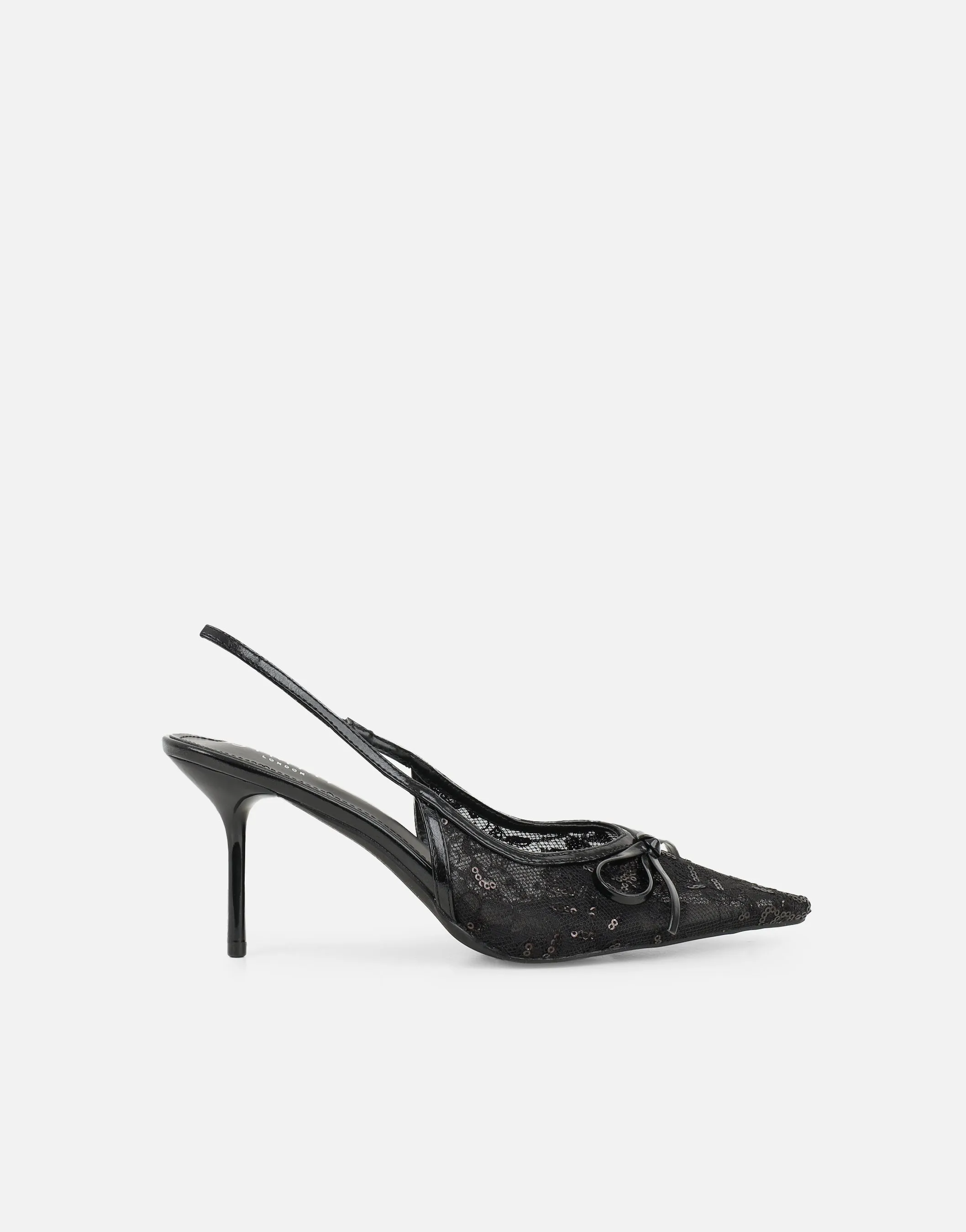 Saskia Black Mesh Bow Detail Slingback Courts sold by Simmi London product image thumbnail 2