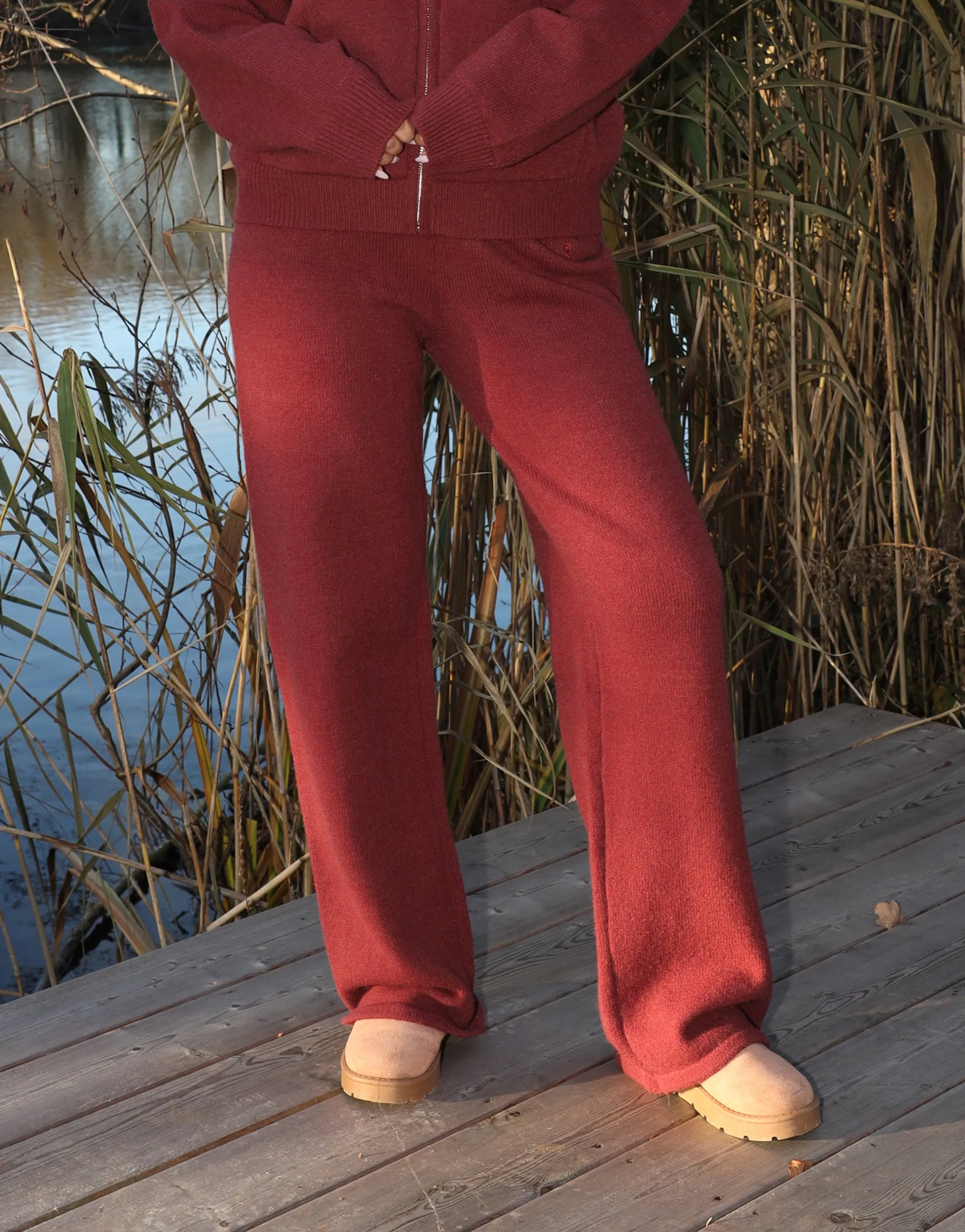 Sydney Simmi Studios Knitted Trousers In Burgundy sold by Simmi London product image thumbnail 2