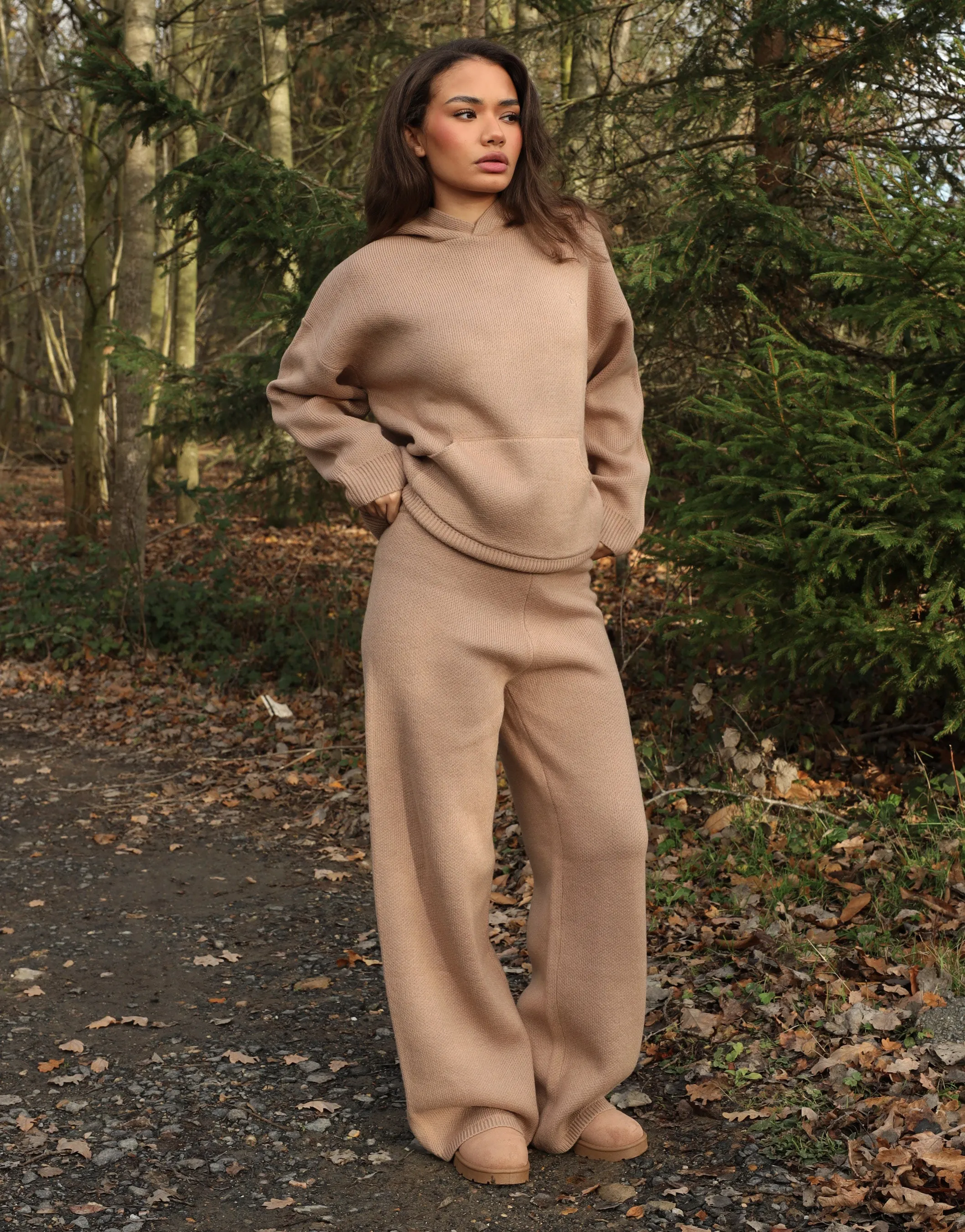 Elsie Simmi Studios Heavy Knit Hoodie In Mocha sold by Simmi London product image thumbnail 3