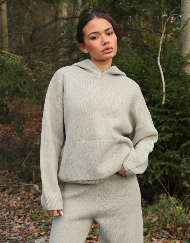 Elsie Simmi Studios Heavy Knit Hoodie In Light Grey sold by Simmi London
