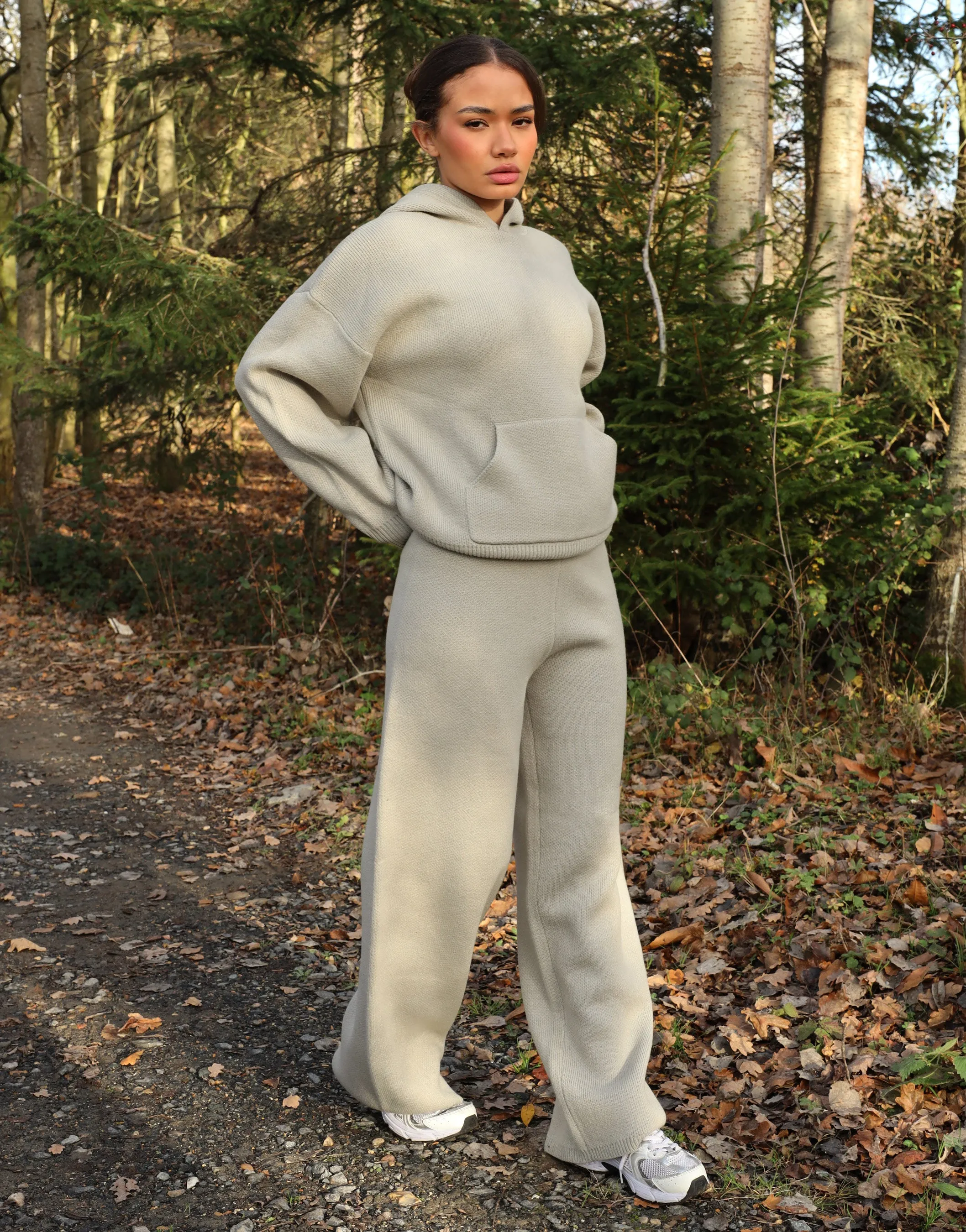 Elsie Simmi Studios Heavy Knit Hoodie In Light Grey sold by Simmi London product image thumbnail 4
