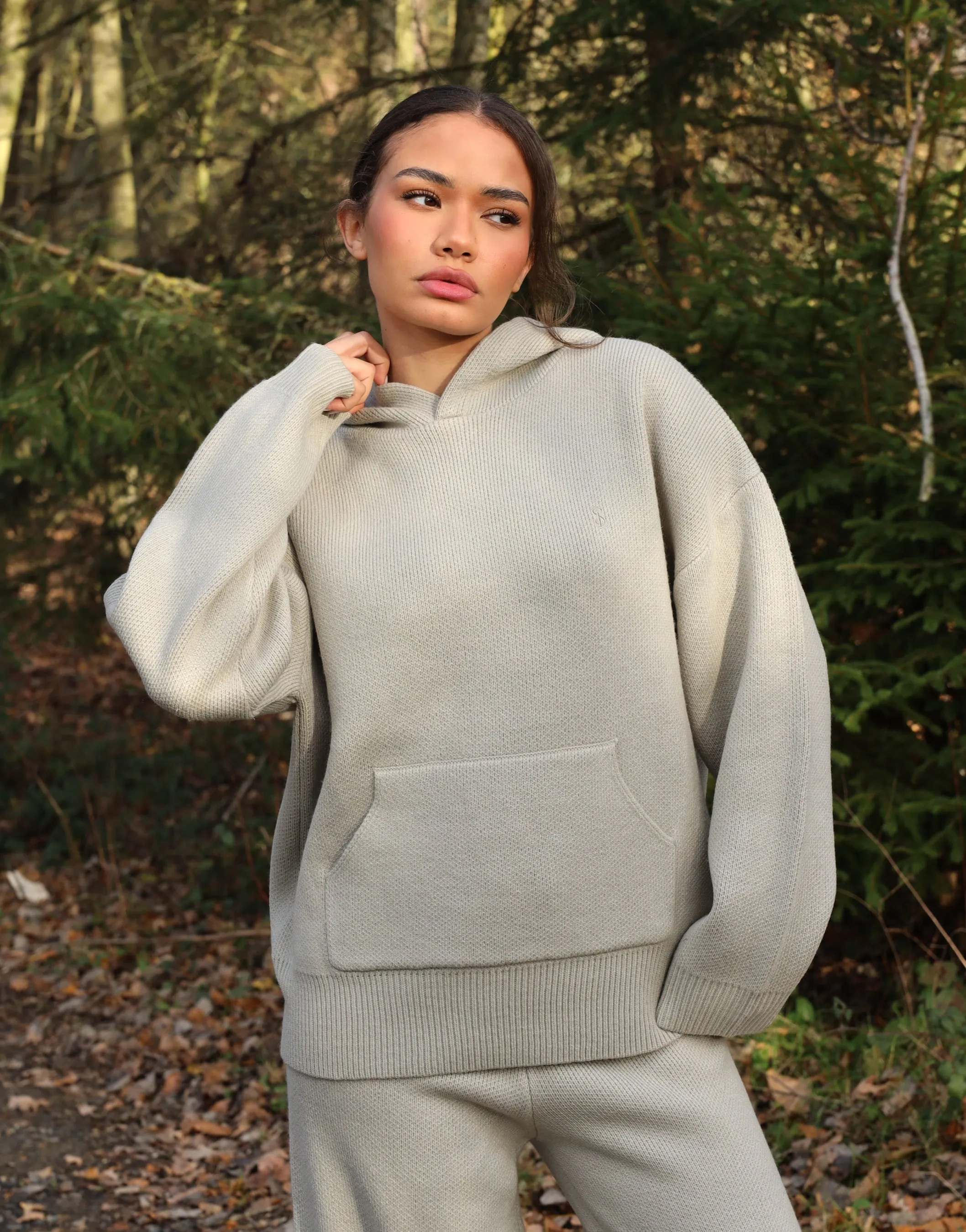 Elsie Simmi Studios Heavy Knit Hoodie In Light Grey sold by Simmi London product image thumbnail 2